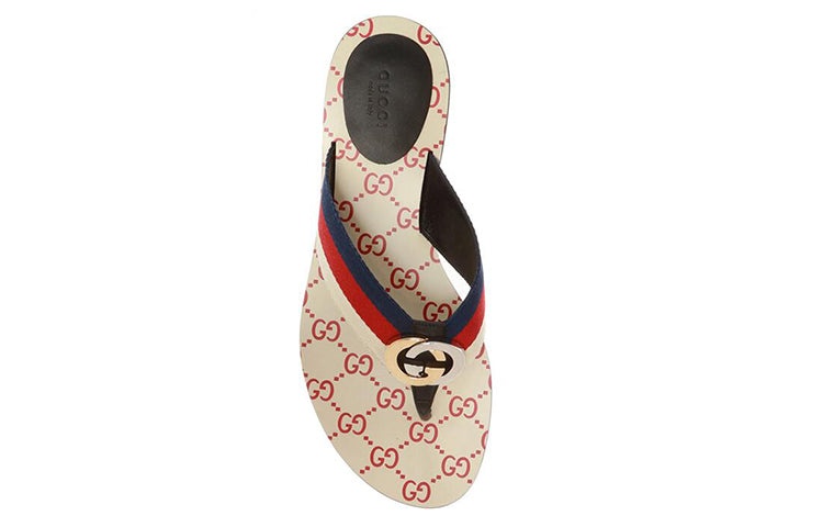 (WMNS) Gucci Logo Flip-Flops Brown 612138-H9020-9120 - 3