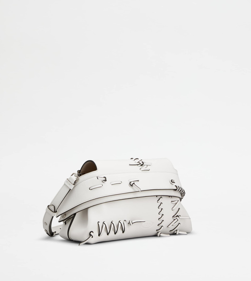 TOD'S WAVE POUCH IN LEATHER MINI - WHITE 3