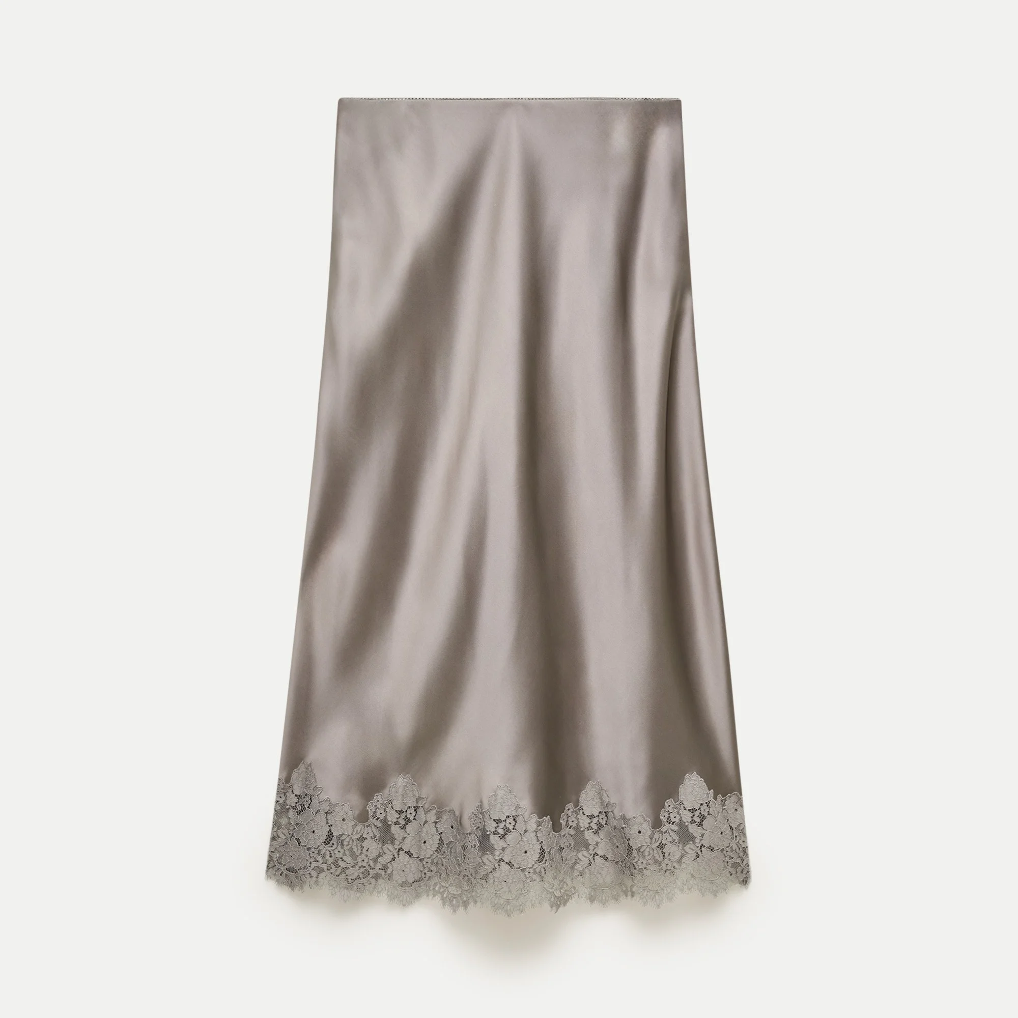 Gwyneth lace column slip skirt in double-faced satin - 1