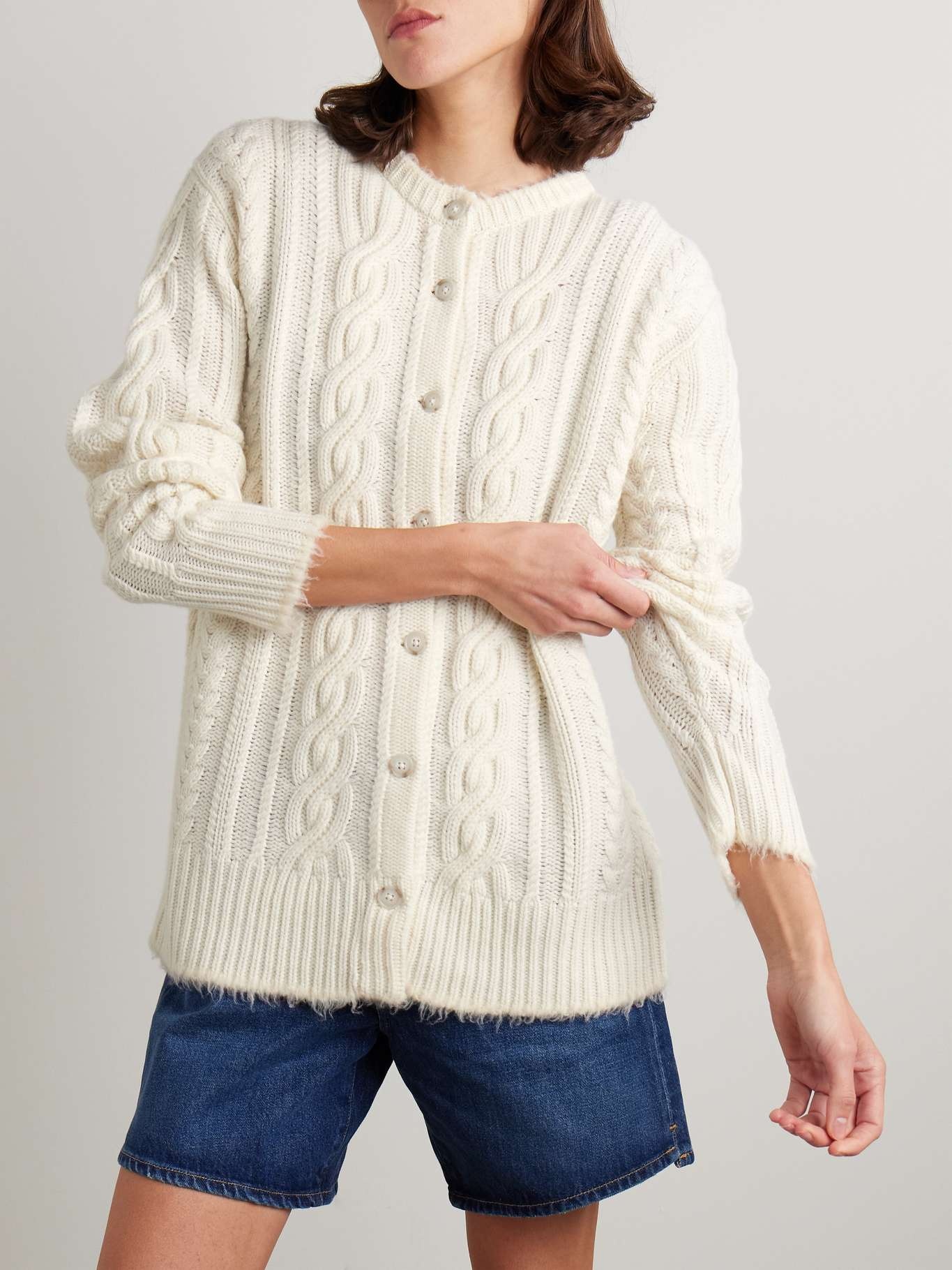 Rossella cable-knit wool and cashmere-blend cardigan - 3