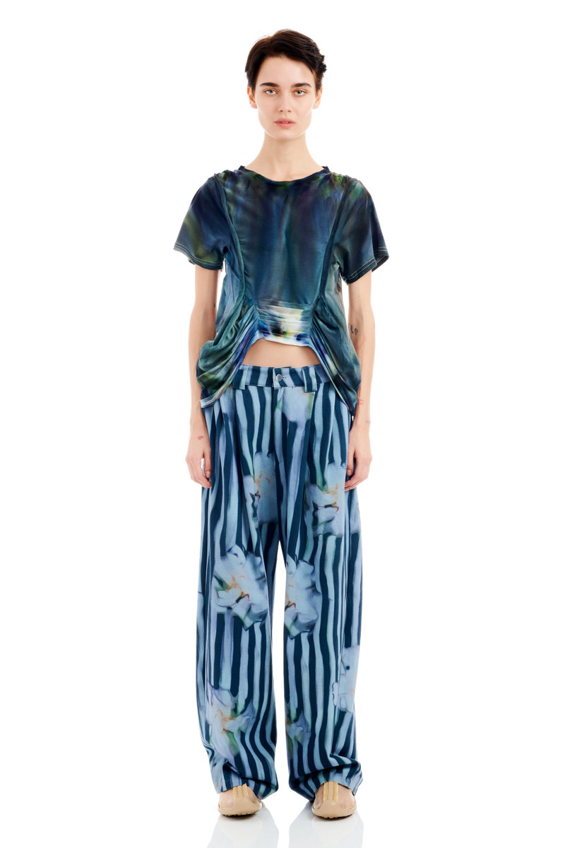 WAVY NAVY FLOWER STRIPE CATCHFLY PANT 3