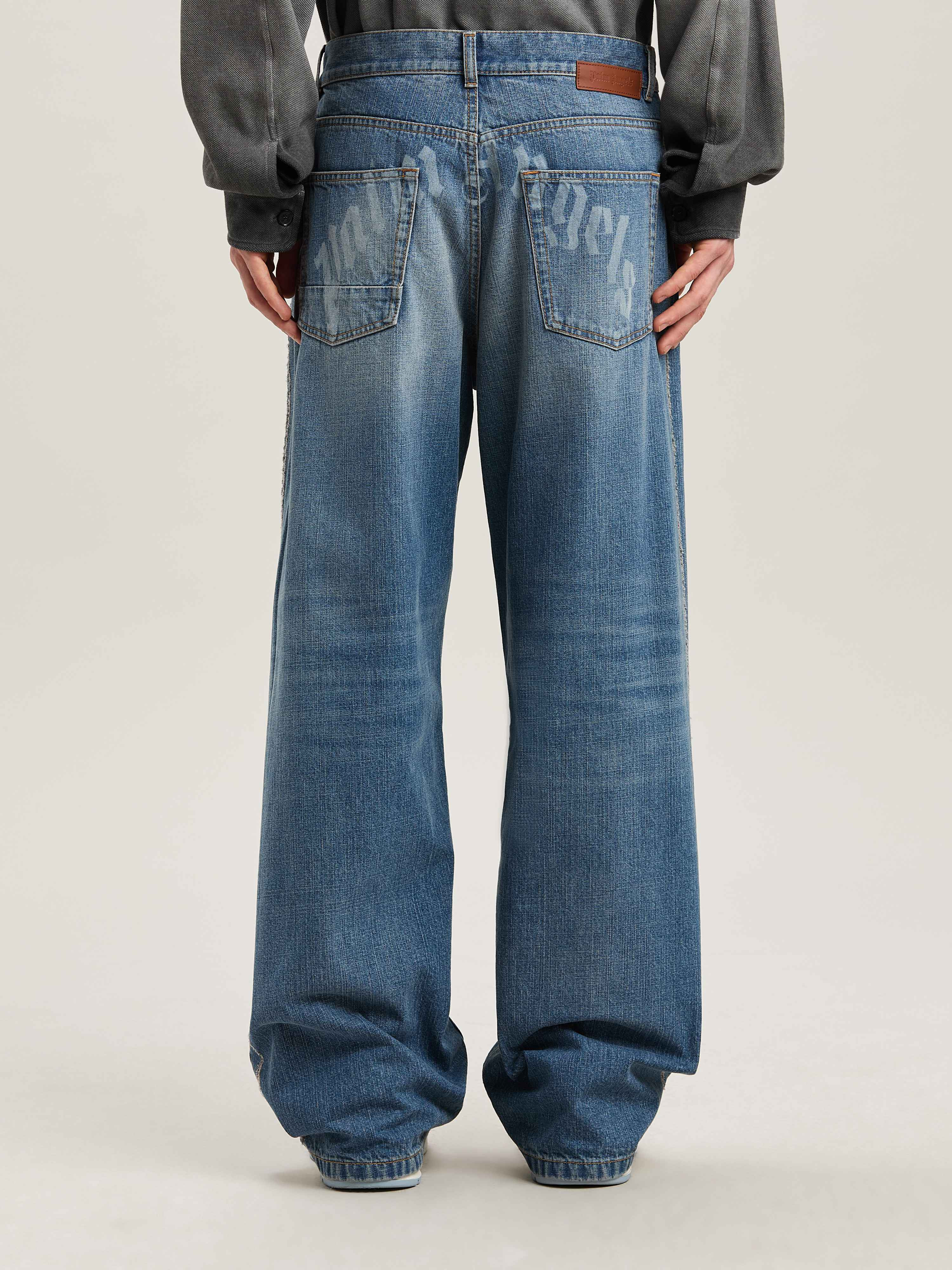 Lasered Curved Logo denim Pants - 5
