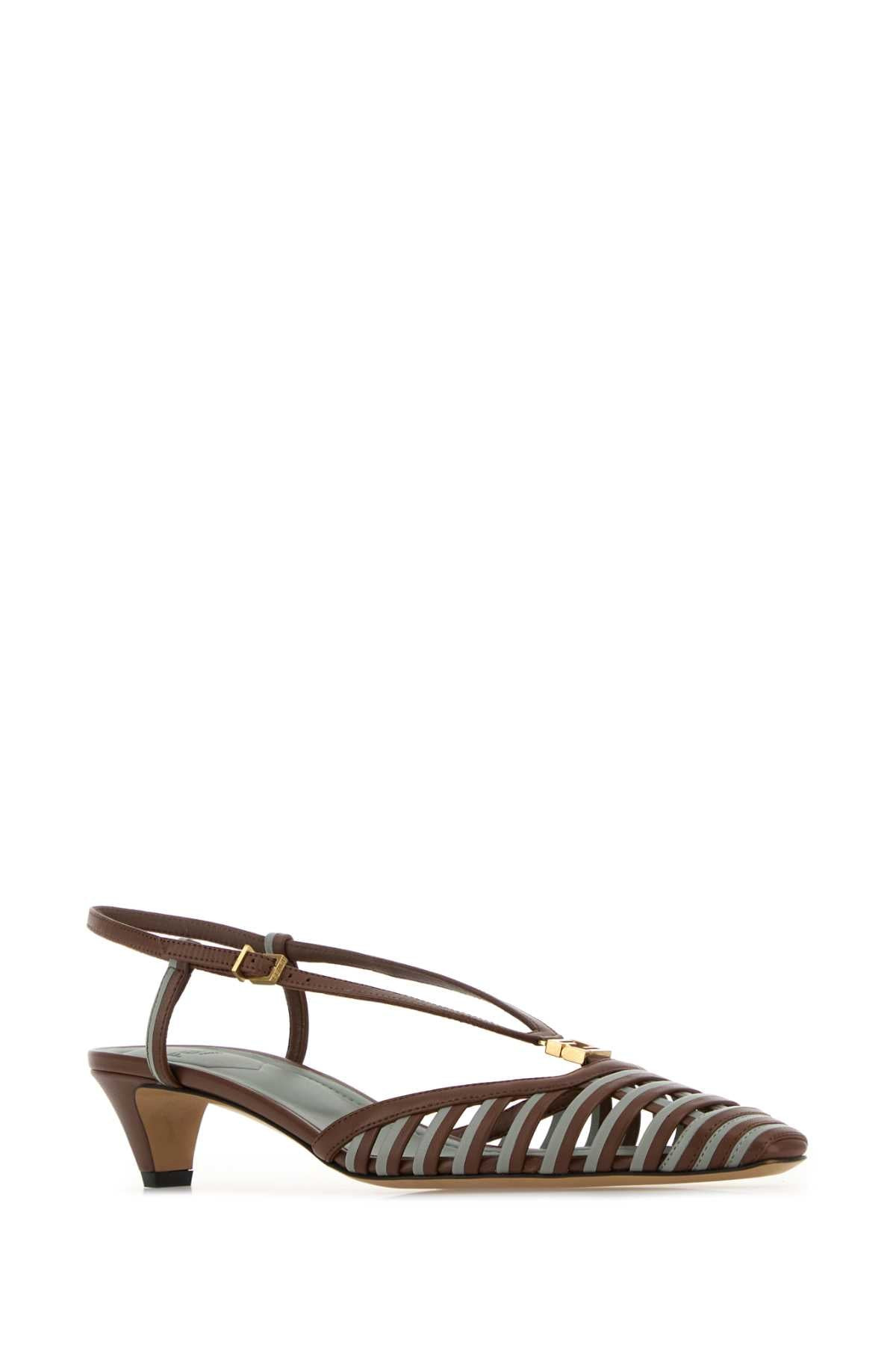 Fendi Women Two-Tone Leather Ffold Pumps - 2