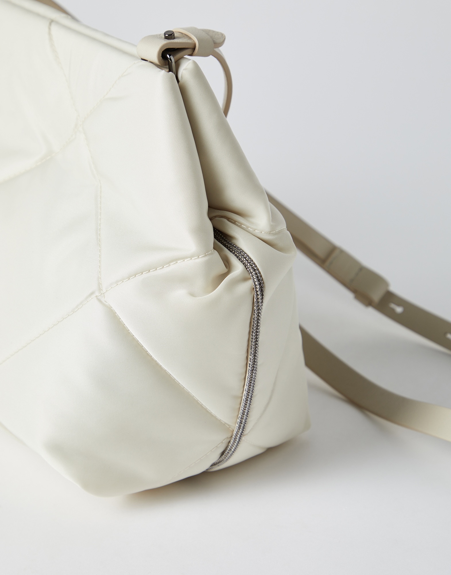 Matelassé nylon bag with shiny trim - 3