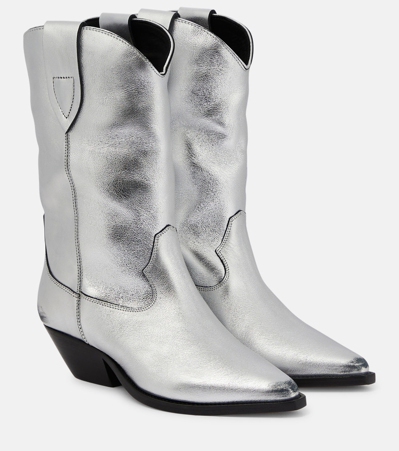 55mm metallic-finish leather boots - 1