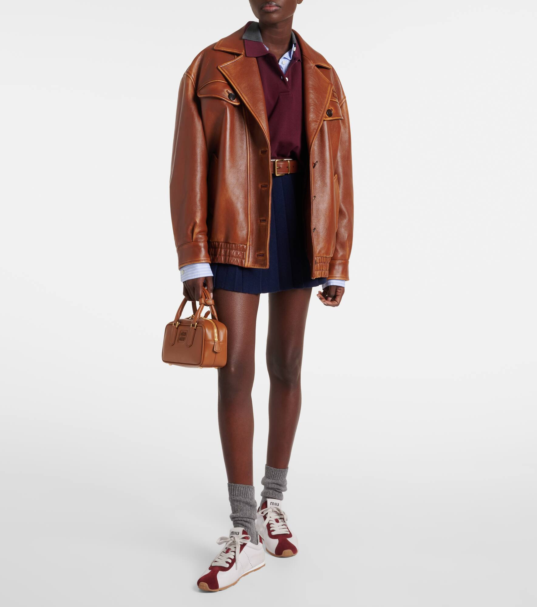 Plume suede-trimmed leather sneakers - 3