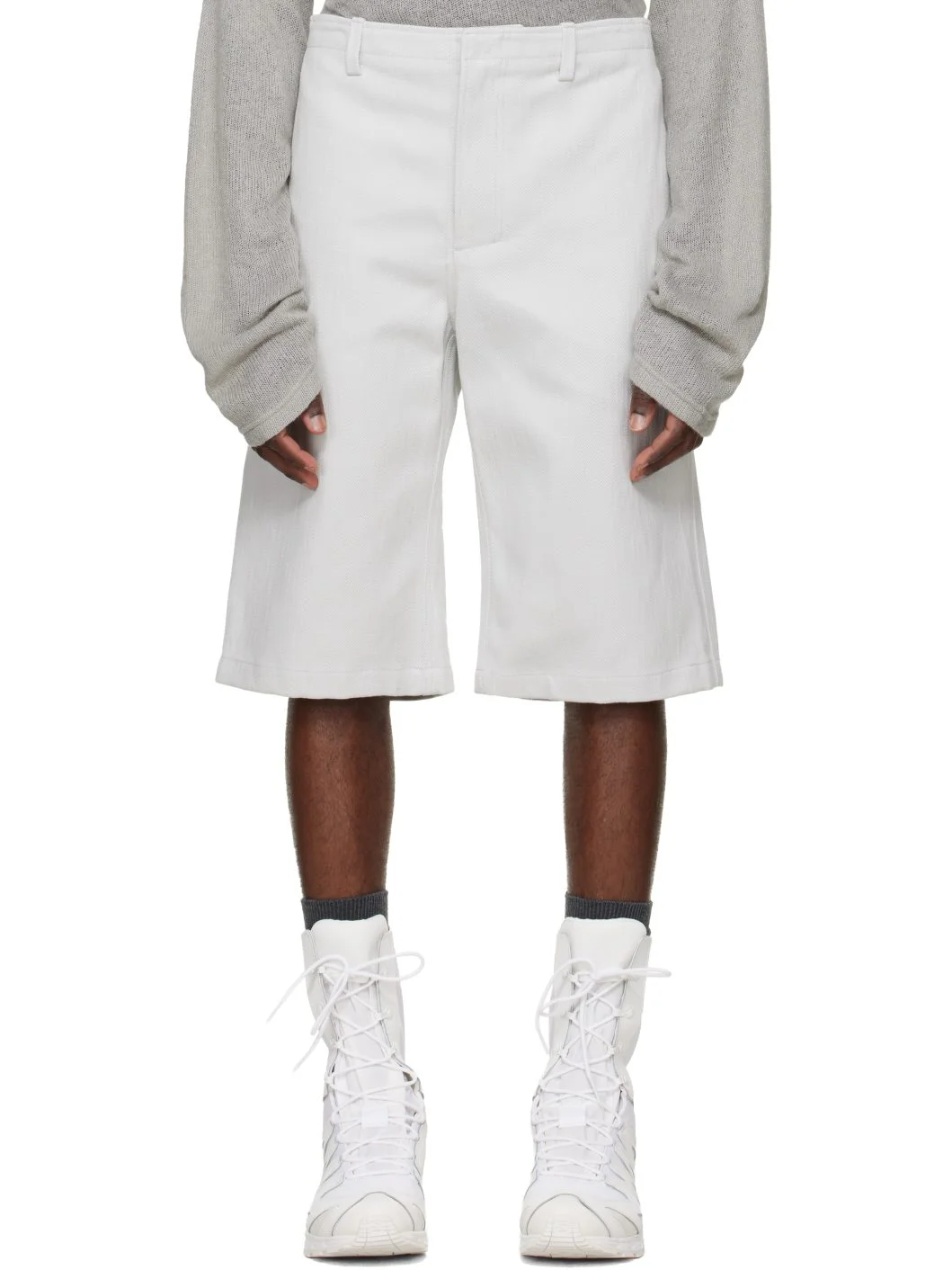 Off-White Gabardine Utility Shorts - 1