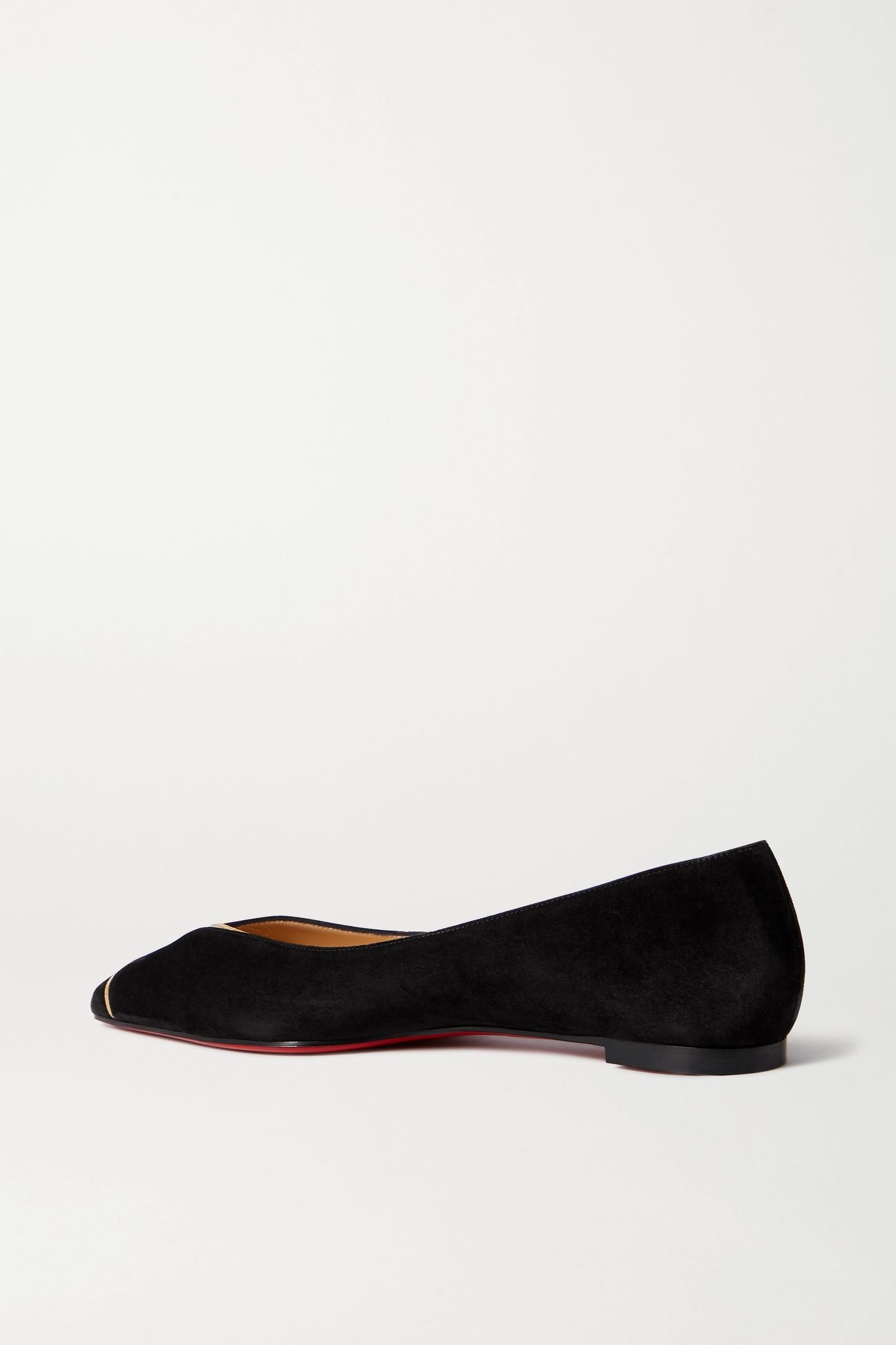 CL mirrored leather-trimmed suede point-toe flats - 4