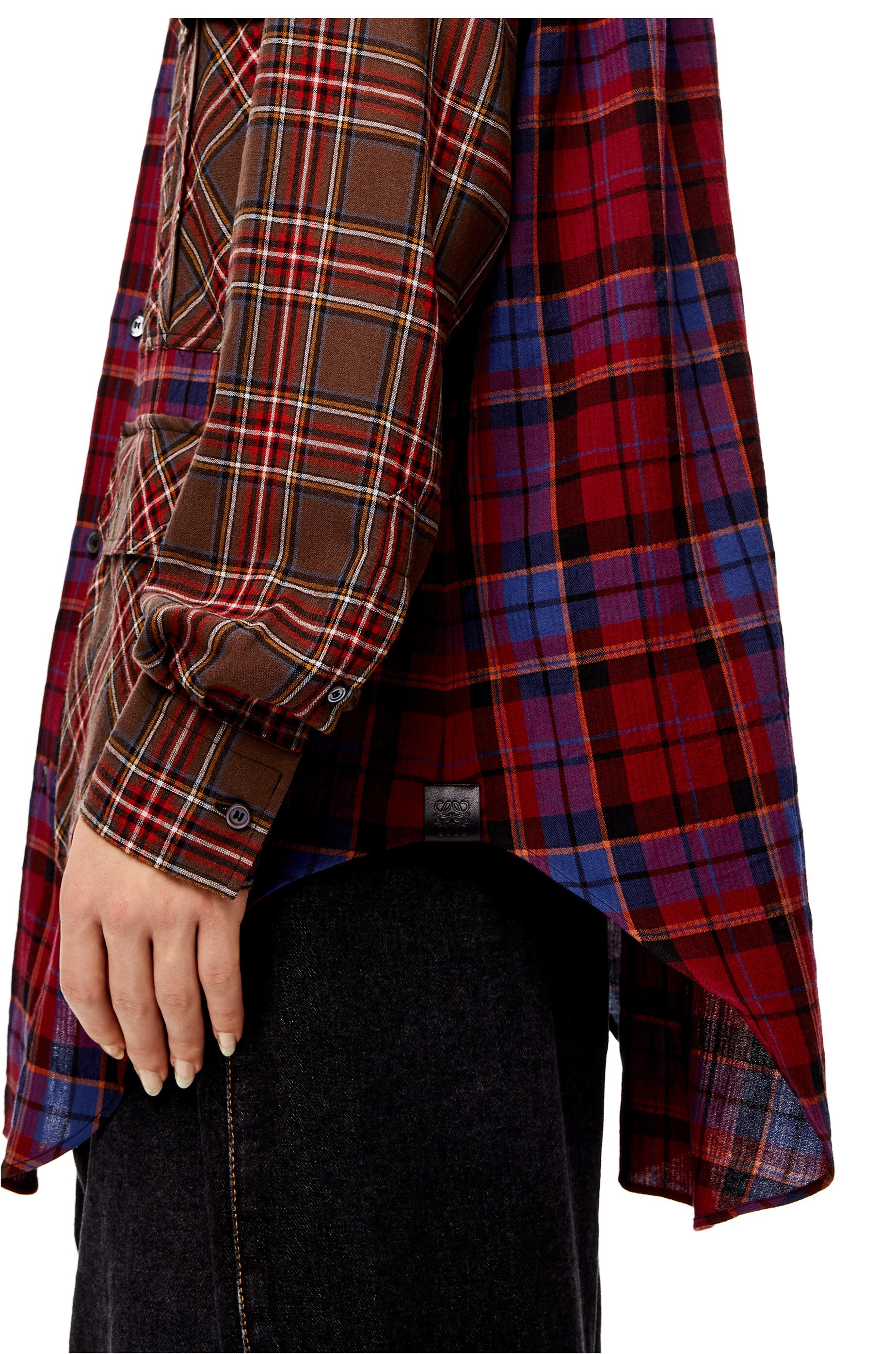 Asymmetric check shirt in wool - 5