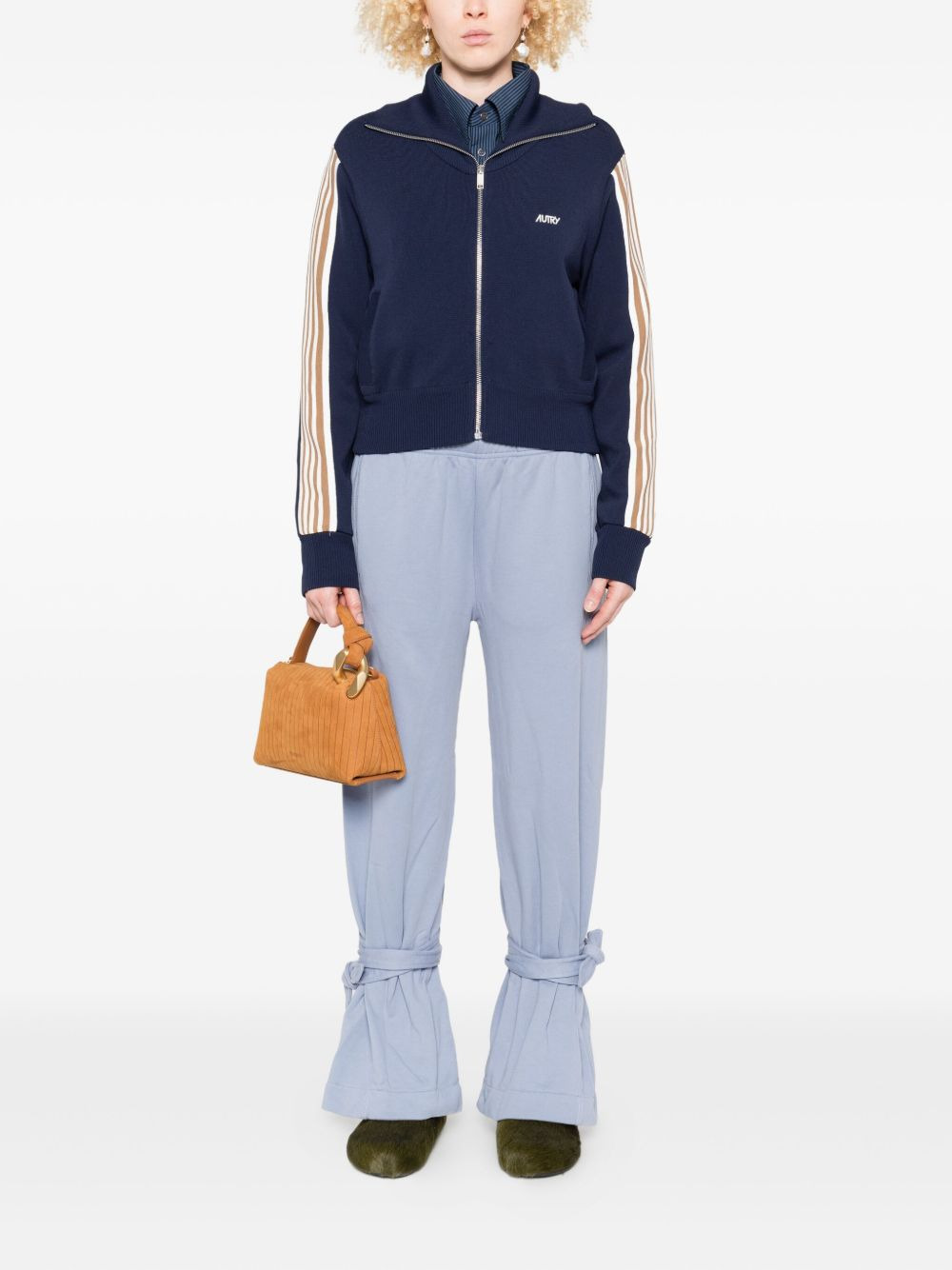 stripe-detail zip-up sweatshirt - 2