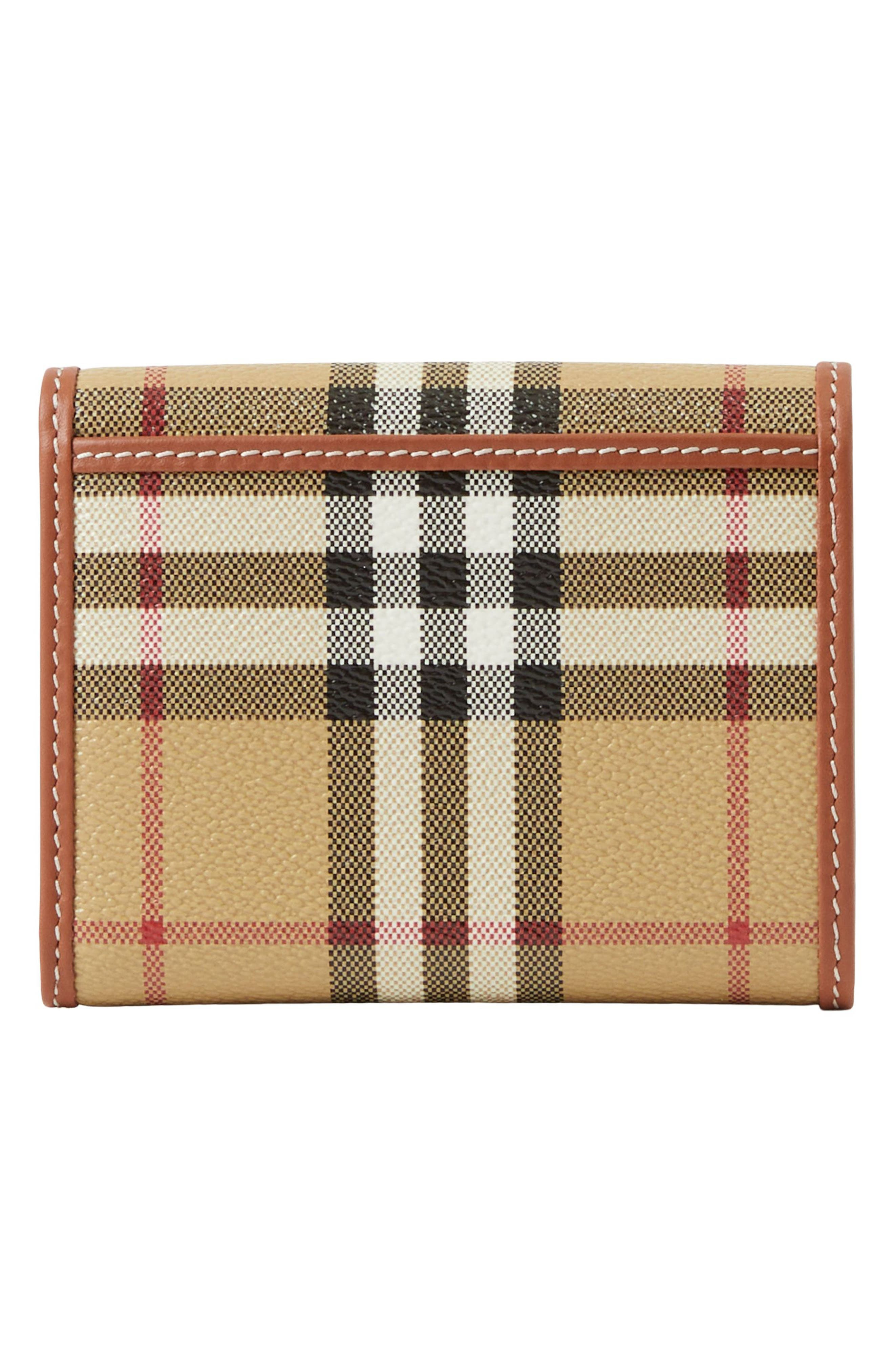 burberry Lancaster Check Coated Canvas French Wallet in Vintage Check/Briar Brown at Nordstrom - 3
