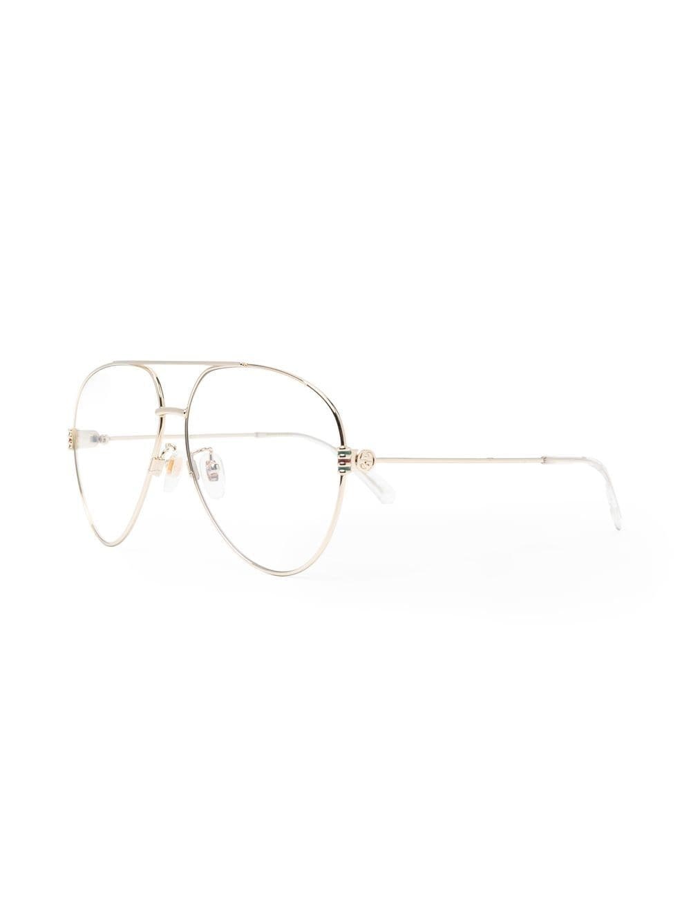 gold-tone pilot-frame glasses - 2