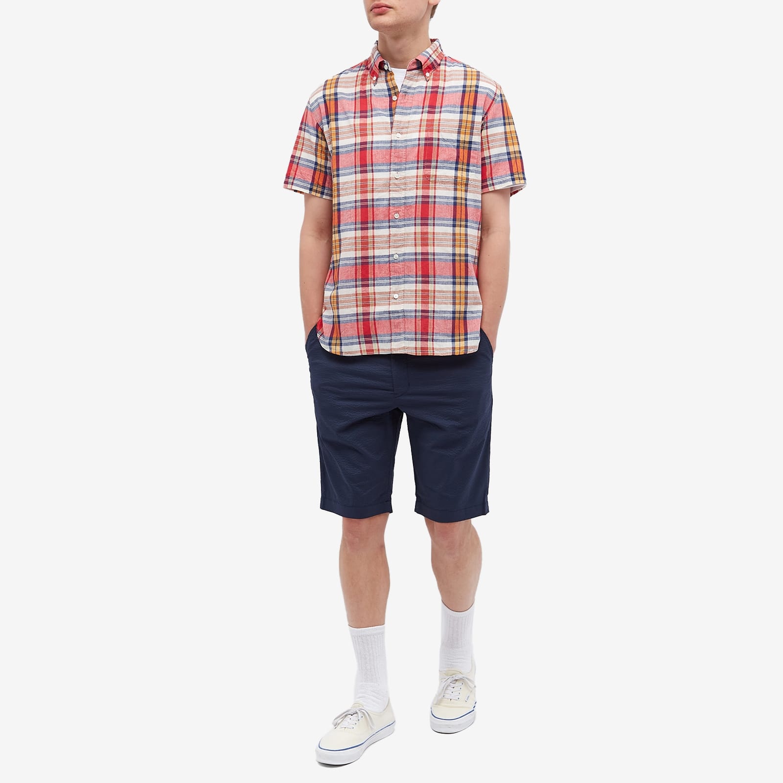 Beams Plus BD Short Sleeve Madras Shirt - 4