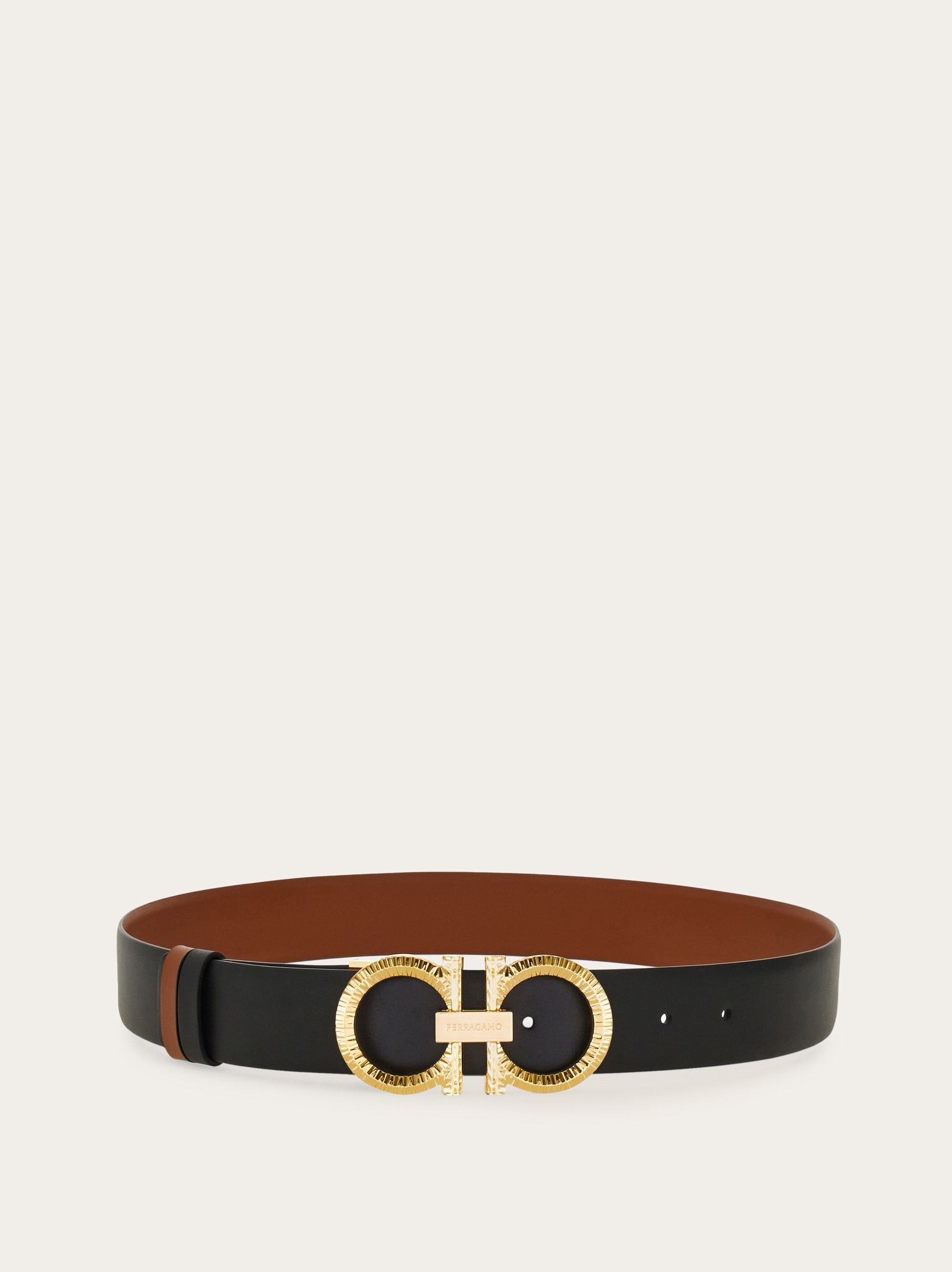 Reversible and adjustable belt with hammered Gancini - 3