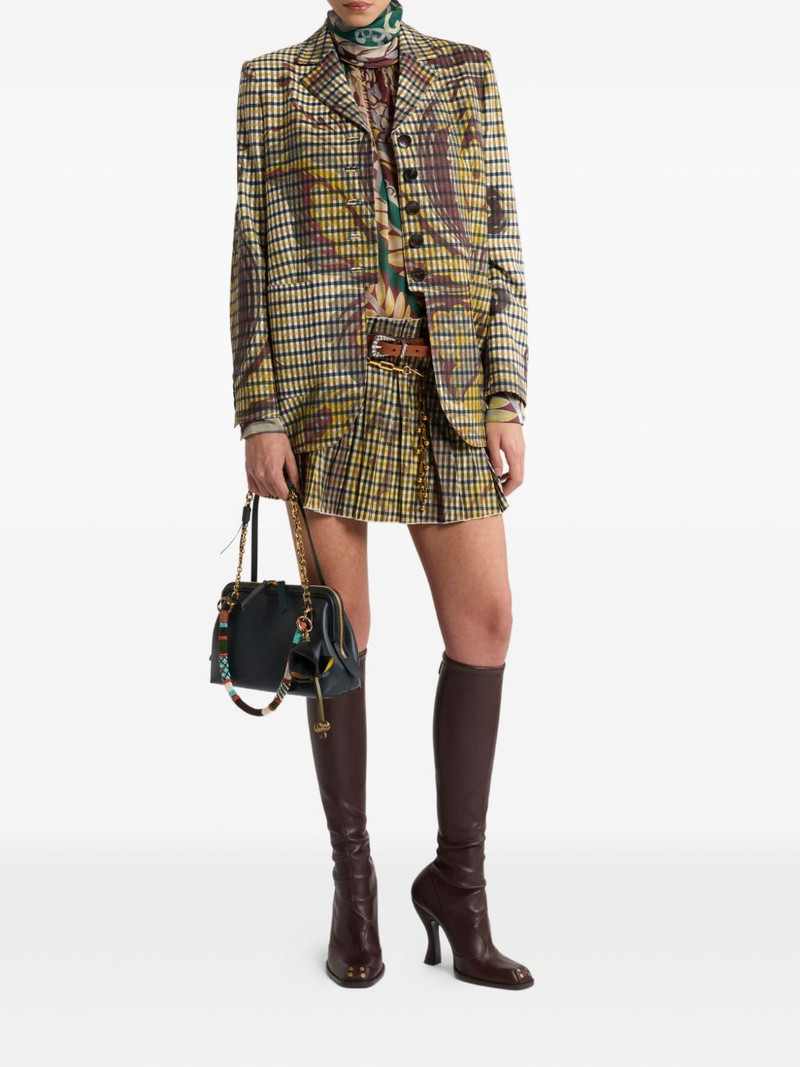 Etro gingham pleated mini skirt outlook