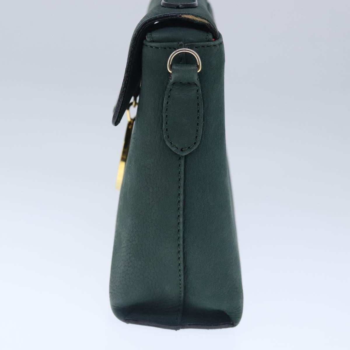 CELINE Hand Bag Leather Green Gold - 4