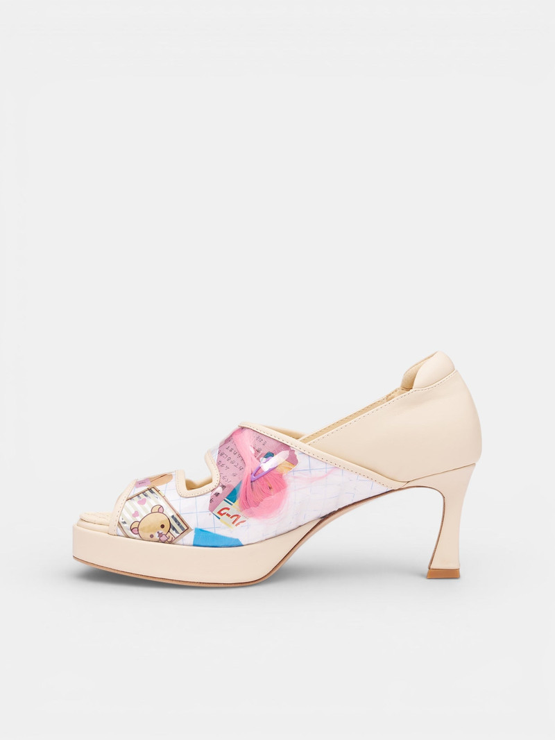 ASHLEY WILLIAMS Trash Grid Velcro Kitten Heels outlook