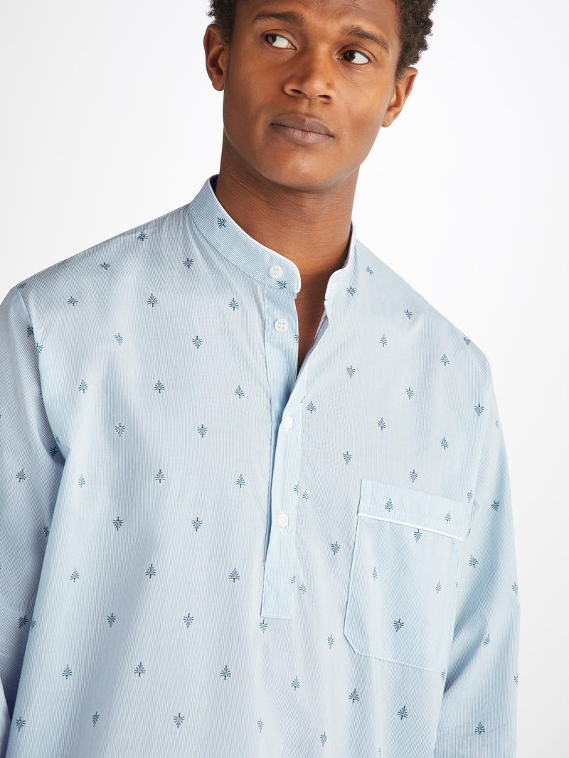 Men's Nightshirt Nelson 100 Cotton Batiste Blue - 5