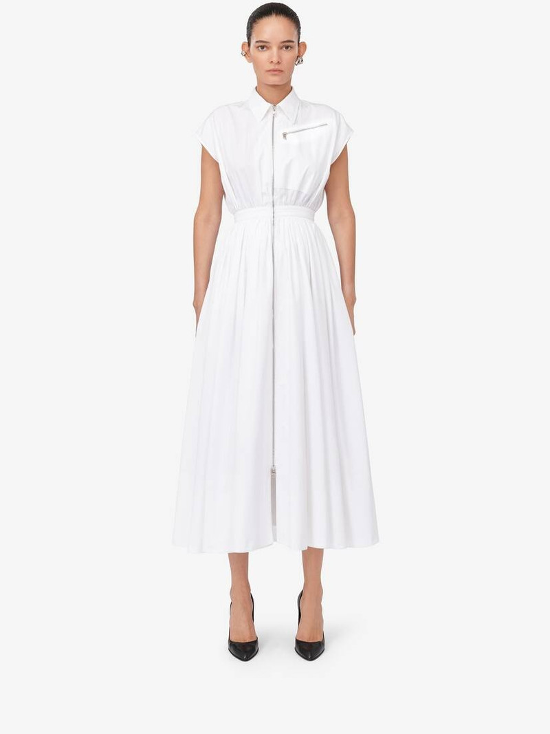 Women's Dropped Shoulder Shirt Dress in Optic White 5