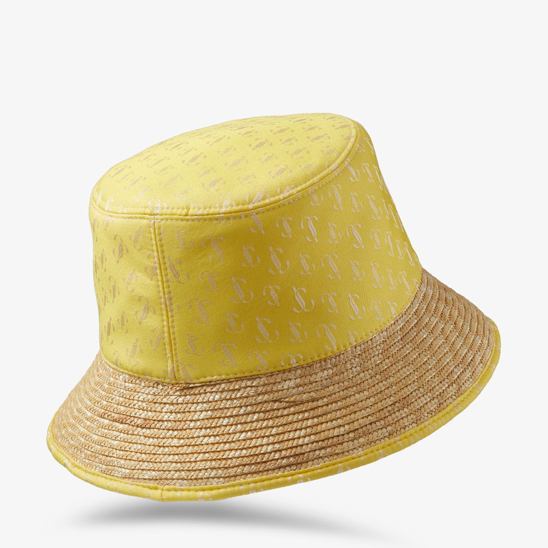 JIMMY CHOO Renata
Acid Yellow JC Monogram Jacquard Silk, Modal and Raffia Bucket Hat outlook