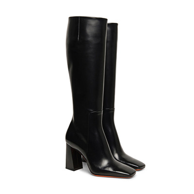 Santoni Women’s black leather high-heel boot outlook