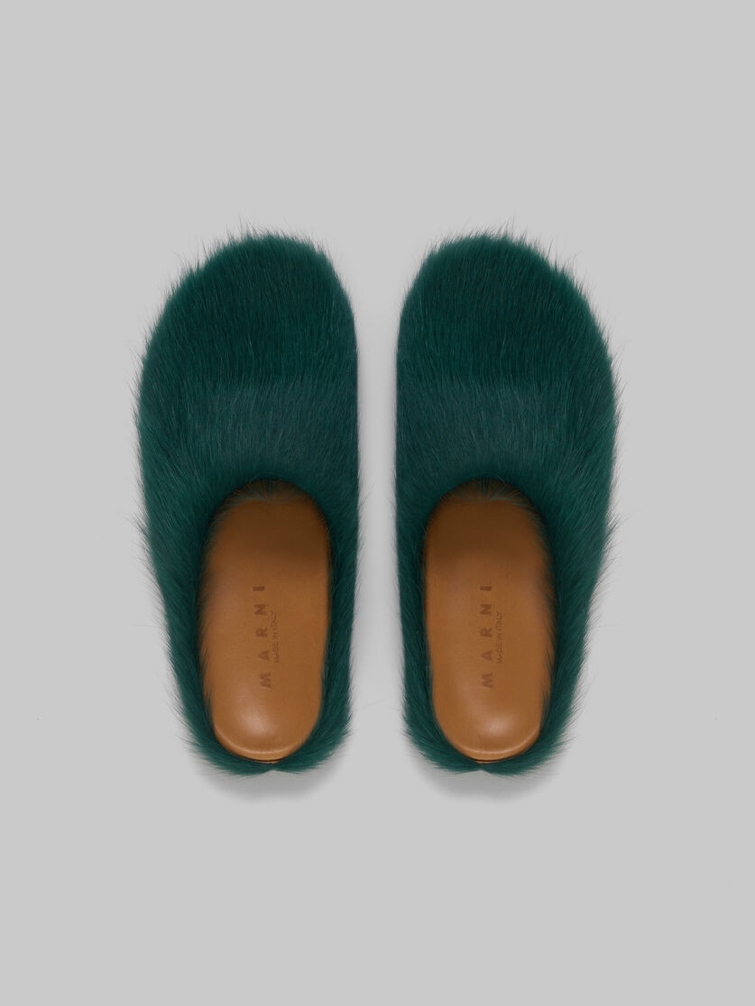 SEA GREEN LONG-HAIR CALFSKIN FUSSBETT SABOT - 4