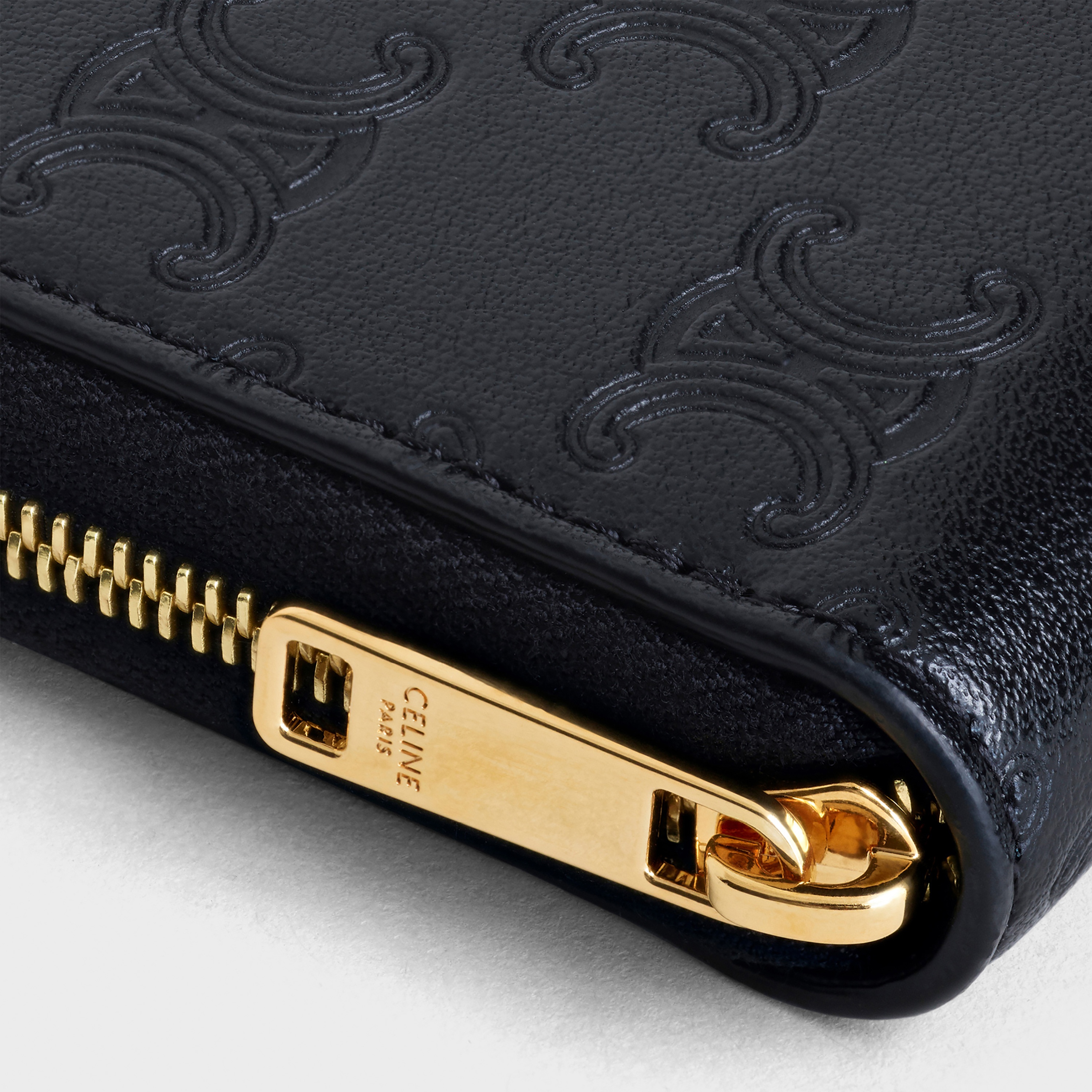 TRIOMPHE COMPACT ZIPPED WALLET IN EMBOSSED SMOOTH CALFSKIN - 5