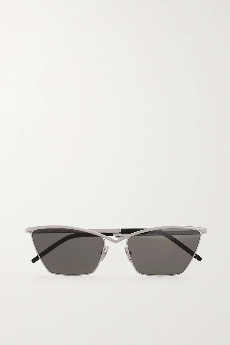 Cat-eye silver-tone and acetate sunglasses - 1