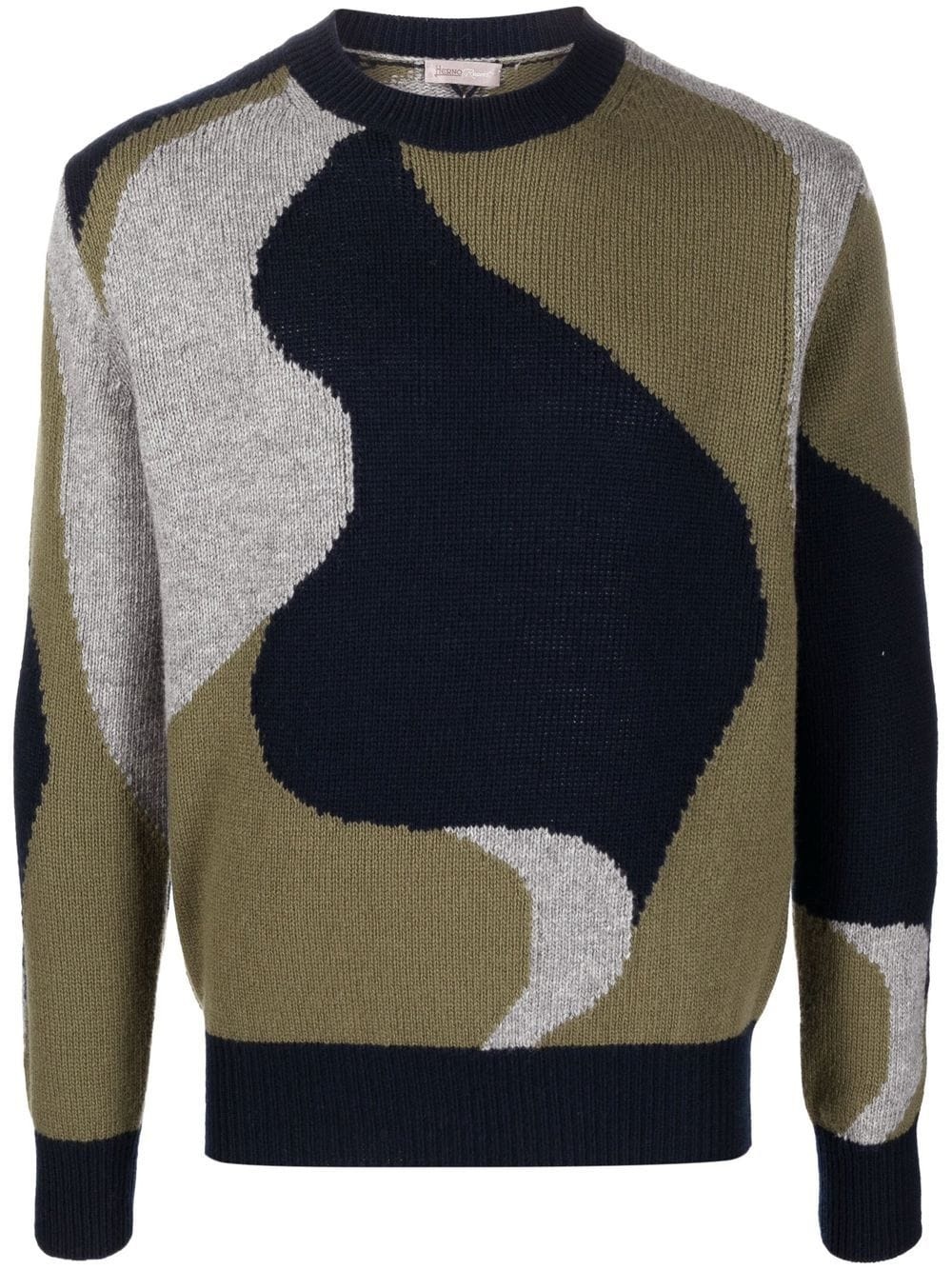 abstract-pattern knitted crew-neck jumper - 1