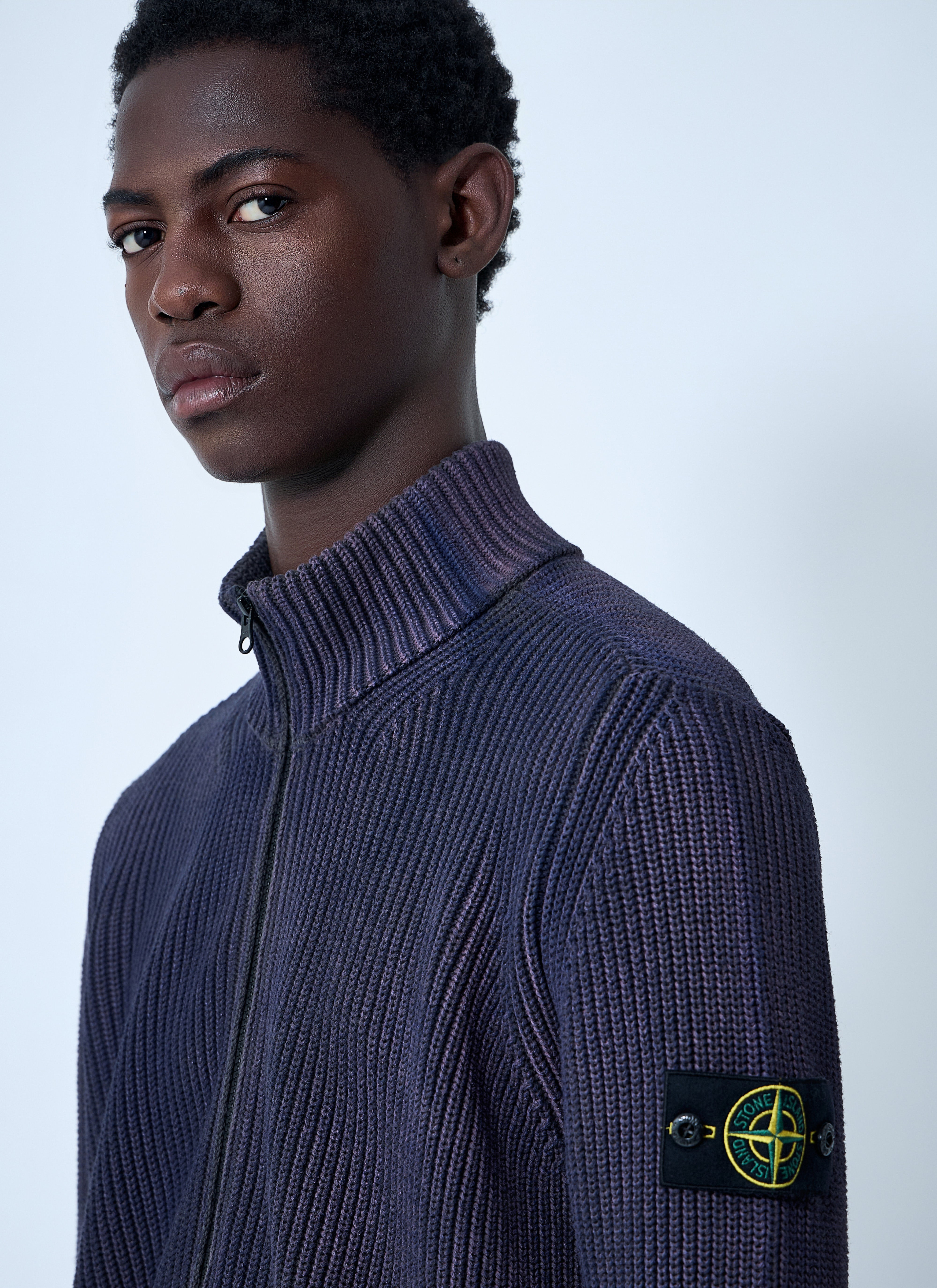Stone Island Men Zip-Up Rib Cardigan - 5