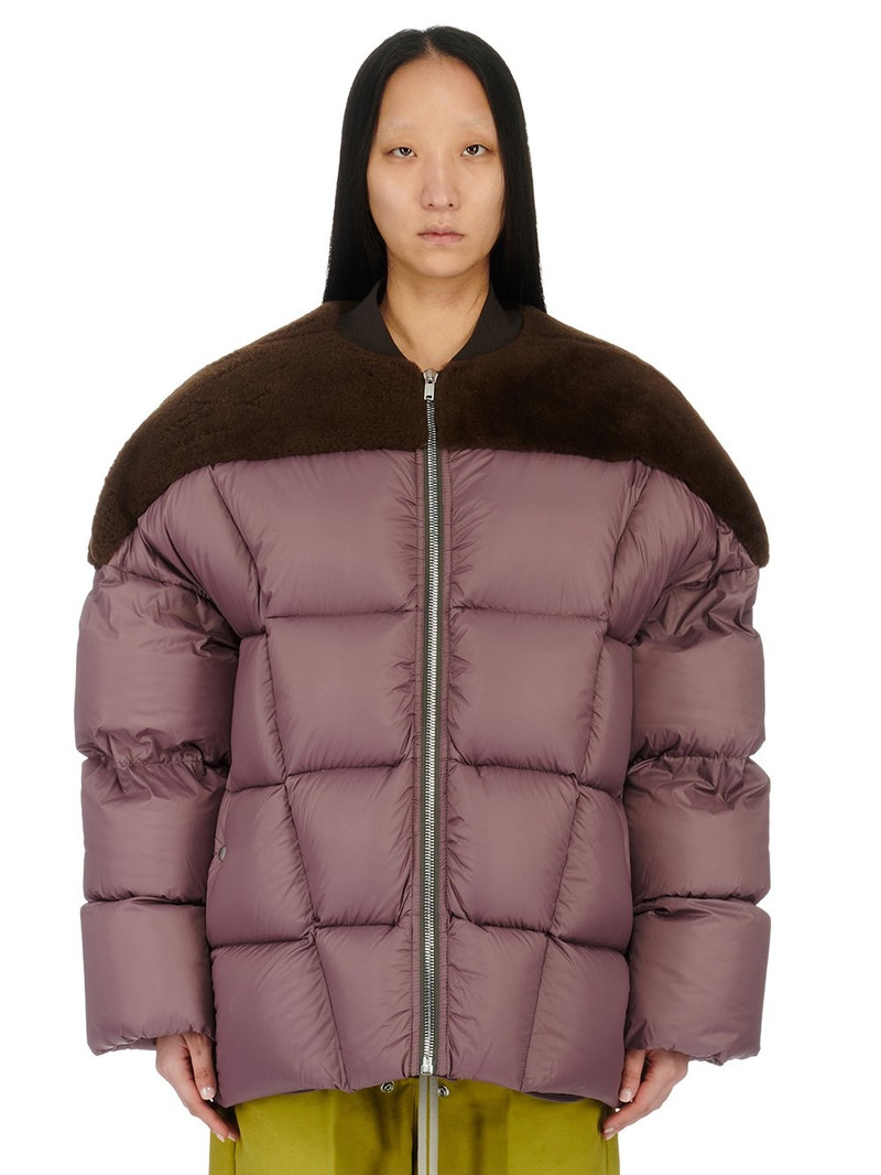 Shearling-paneled quilted shell down jacket - 1