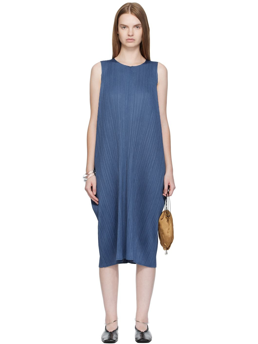Navy Lamp Shade Midi Dress - 1