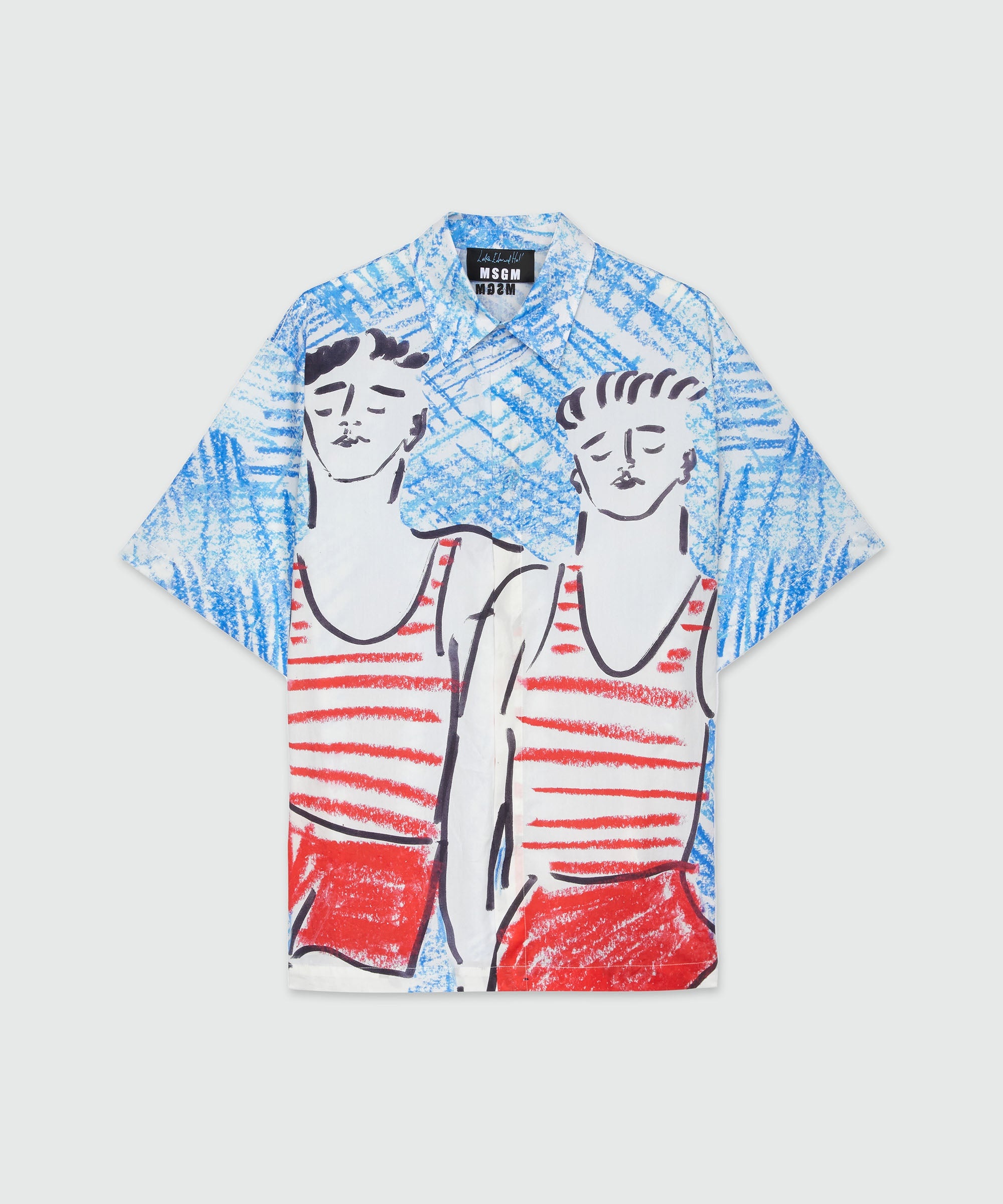 Poplin shirt with MSGM "Two sailors" graphics - 1