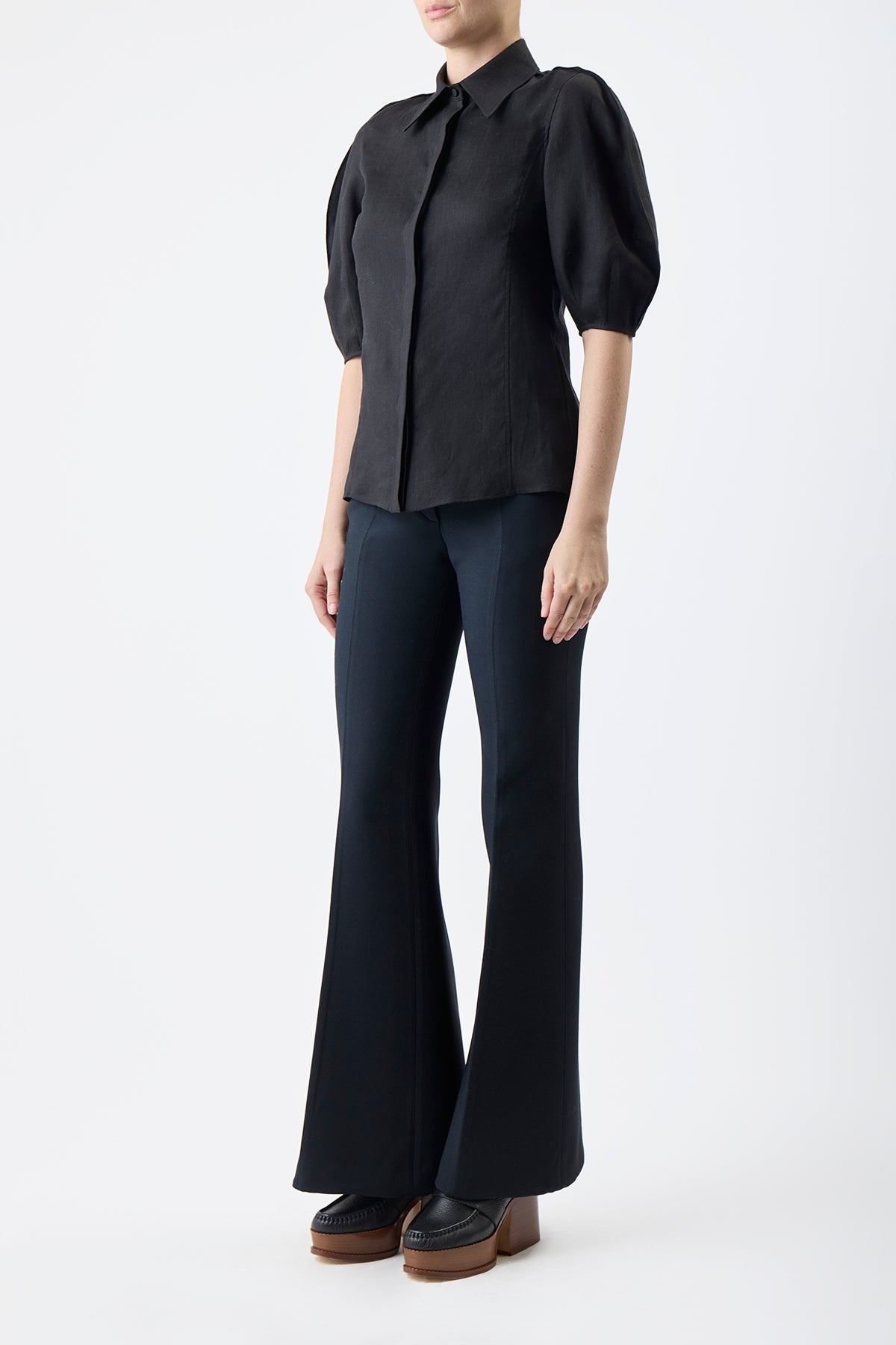 Sansi Top in Black Aloe Linen - 3