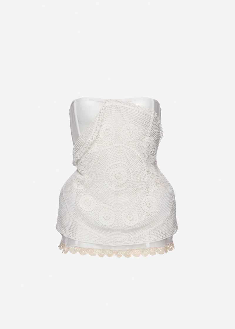 Crochet-overlay corset in white 1