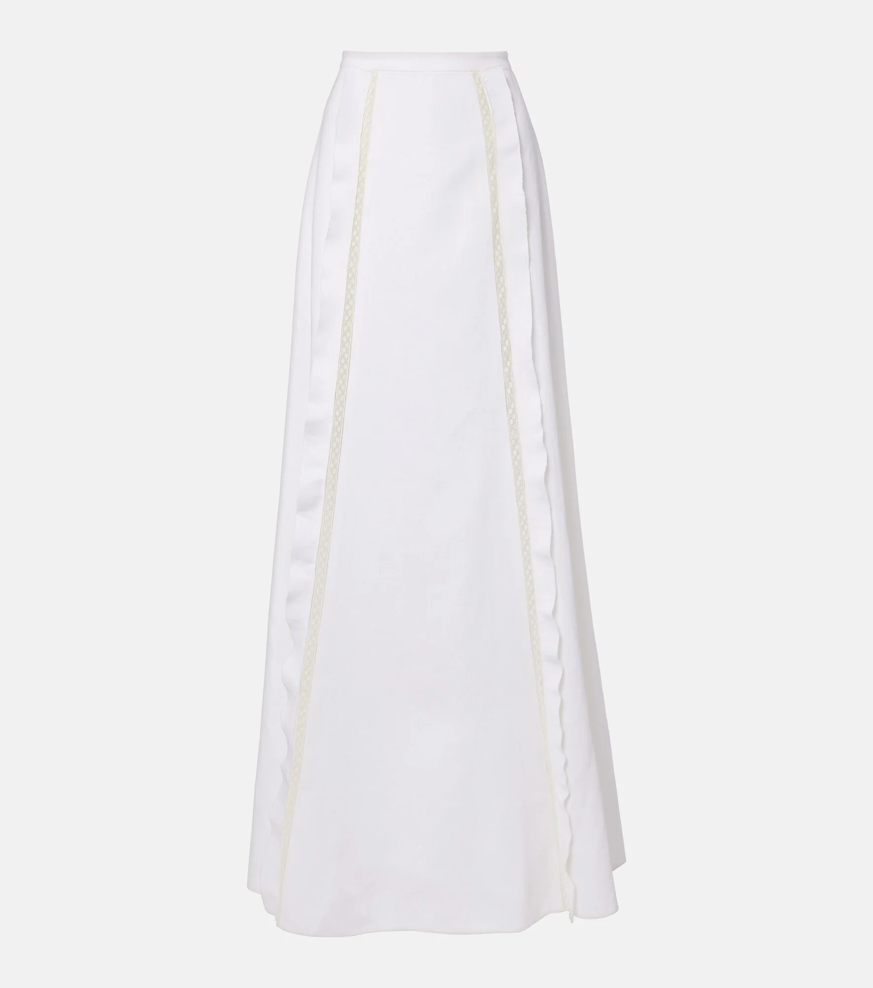 Lace-trimmed linen maxi skirt - 1