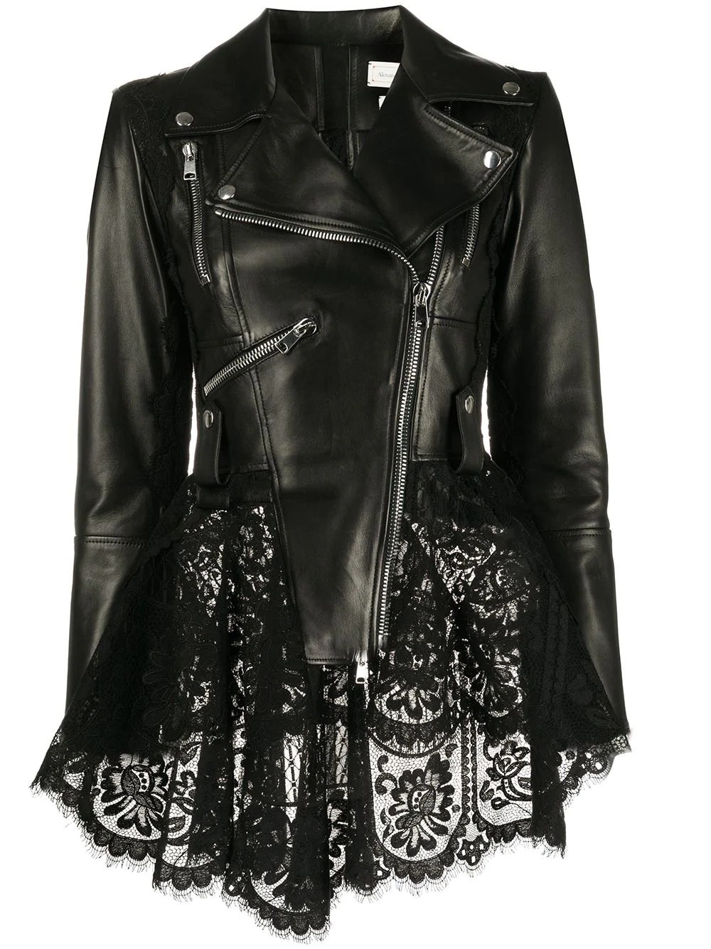 lace peplum biker jacket - 1