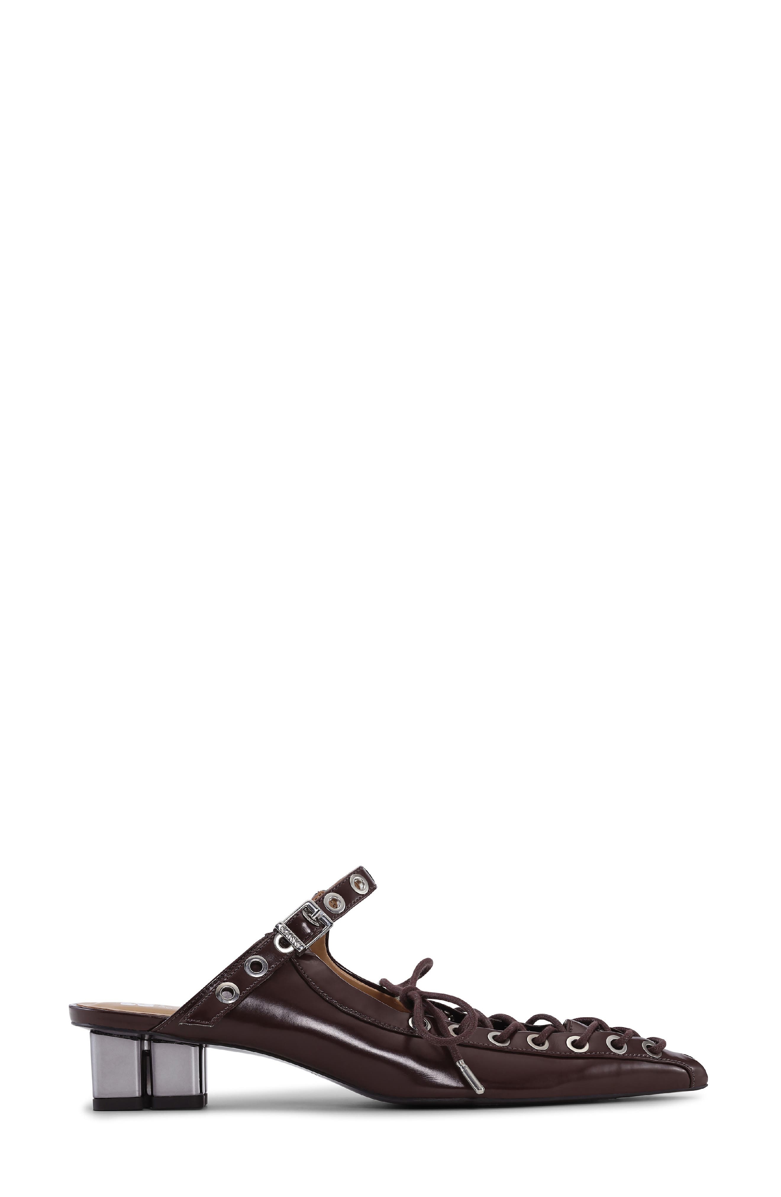 Ganni Eyelets Lace-Up Mule in Tawny Port at Nordstrom - 2