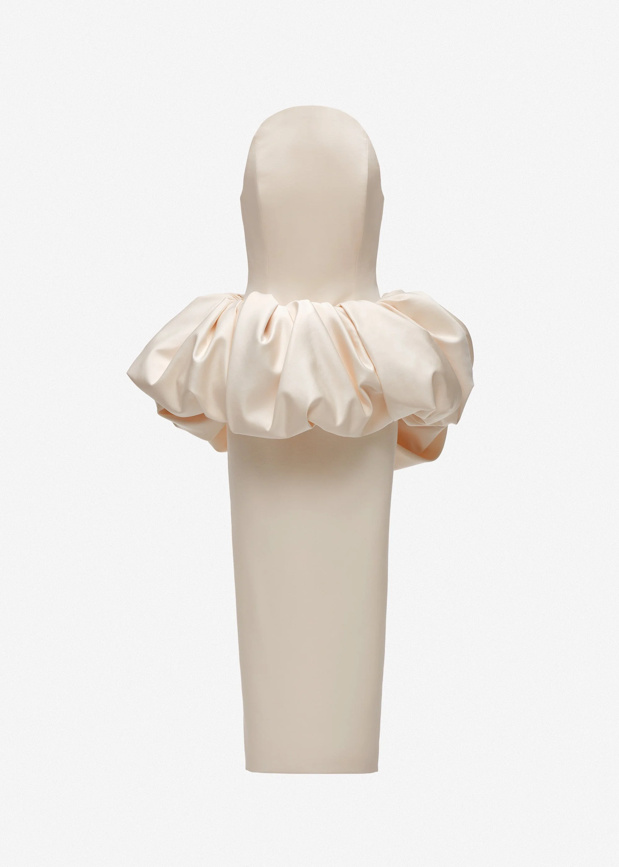Bubble peplum column gown in cream - 1