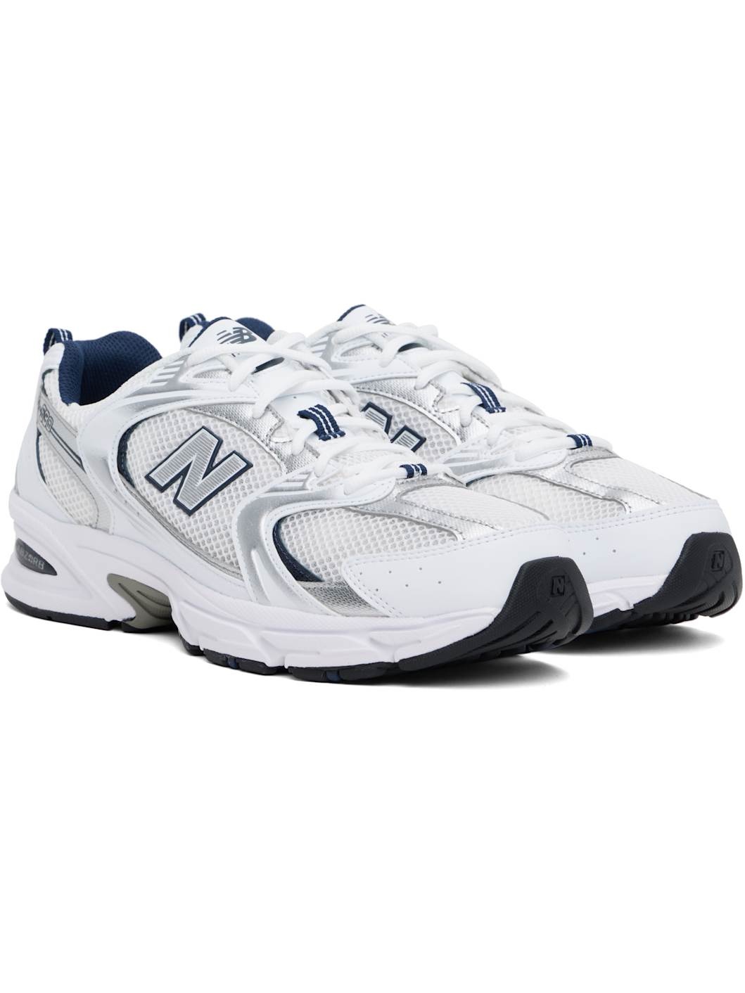 White & Silver 530 Sneakers - 4