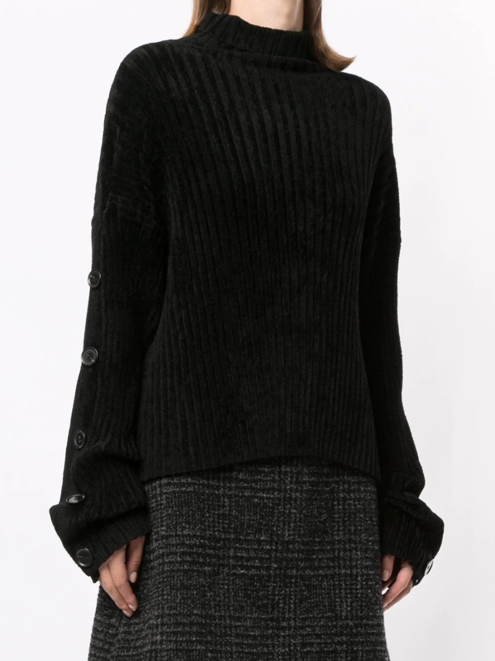 velvet mock-neck jumper - 3