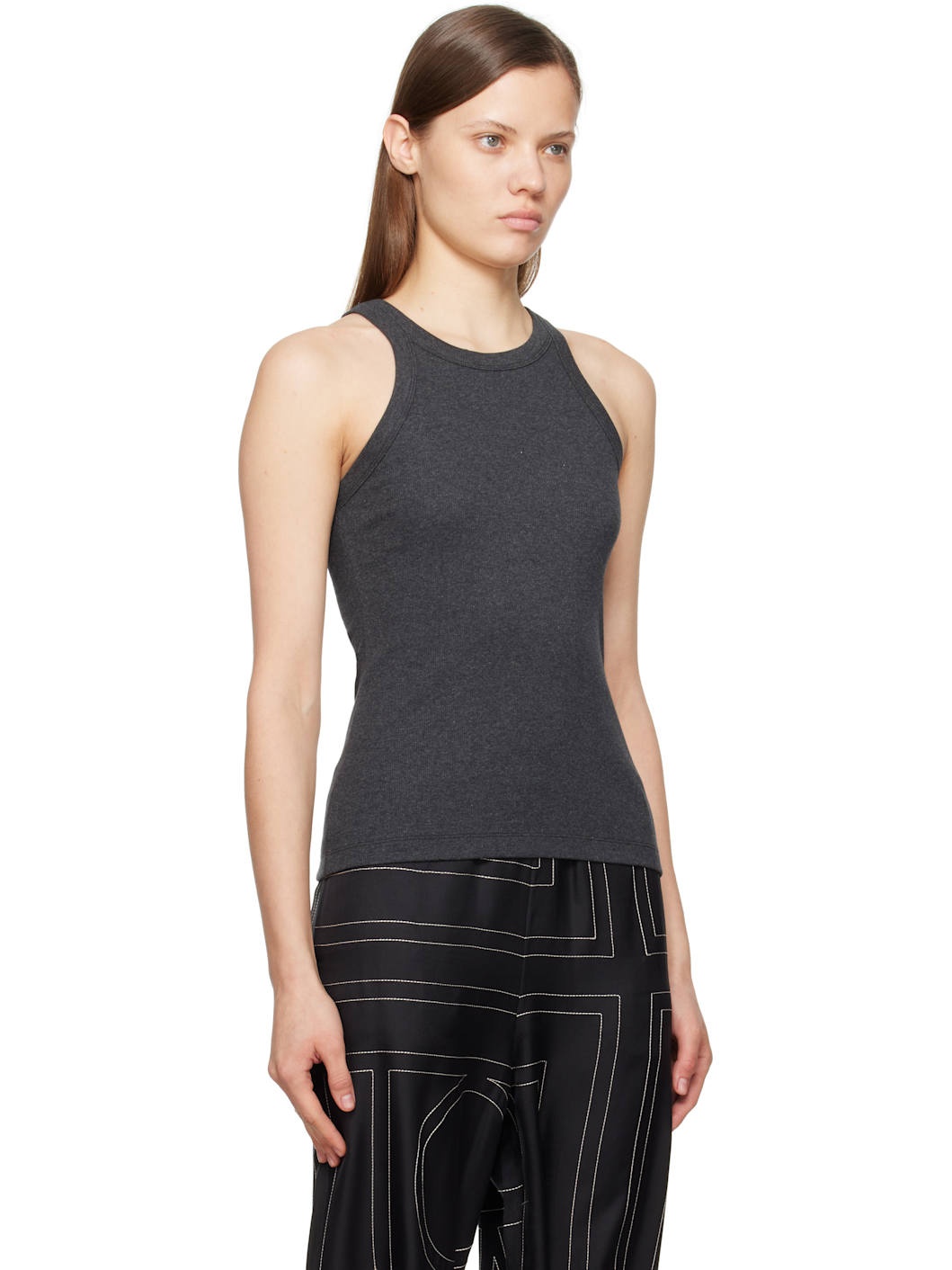 Gray Curved Rib Tank Top - 2