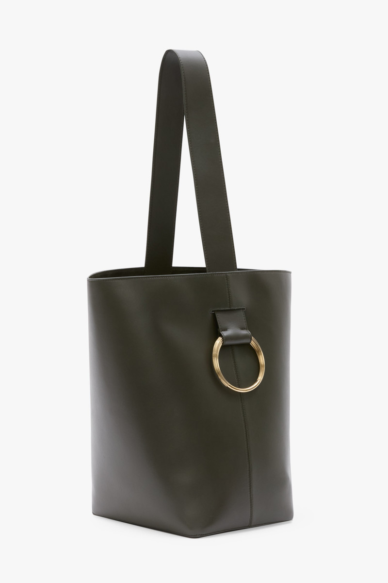 Dia Bucket Bag In Dark Olive Smooth Leather 3