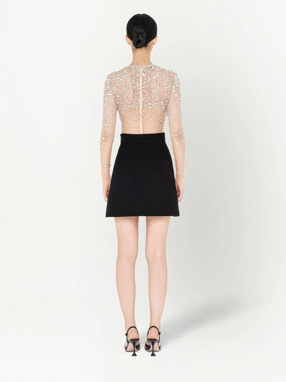 crystal-embellished sheer top - 4