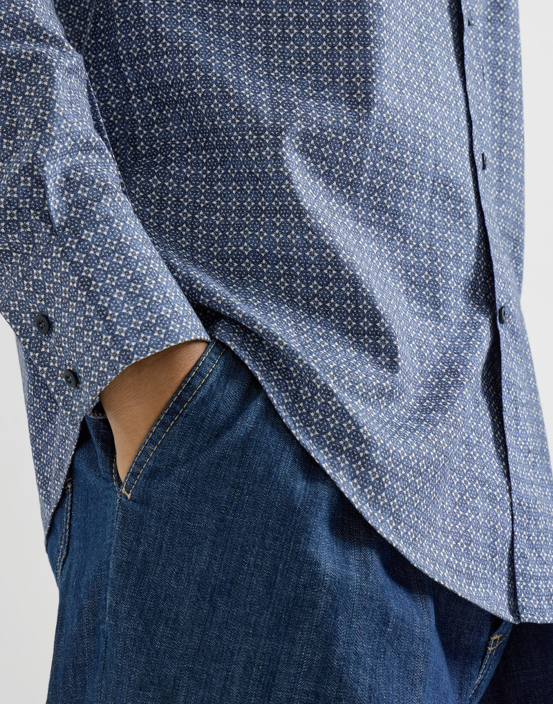 Flower print twill basic fit shirt with button-down collar 5