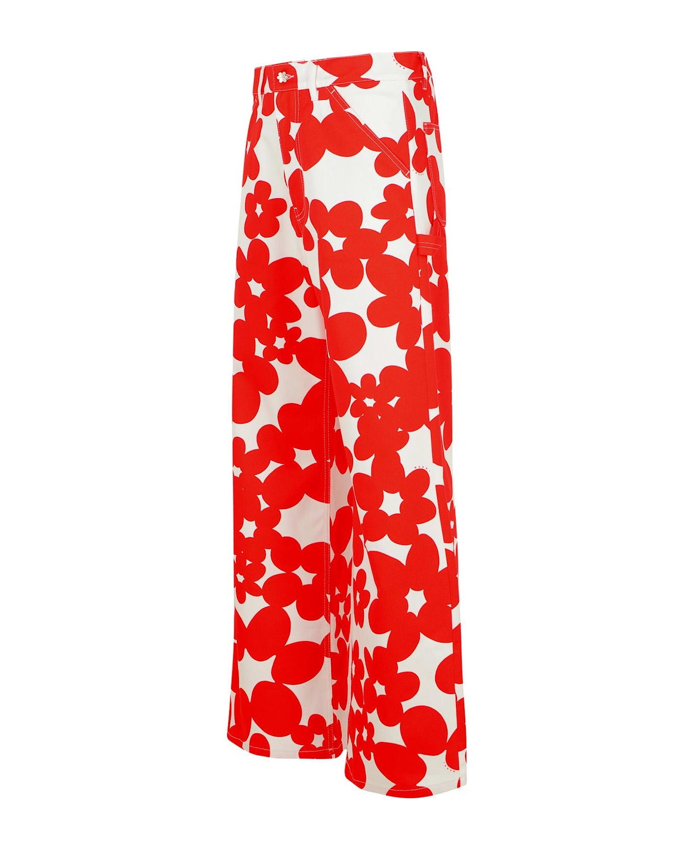 Red Cotton Jeans - 2
