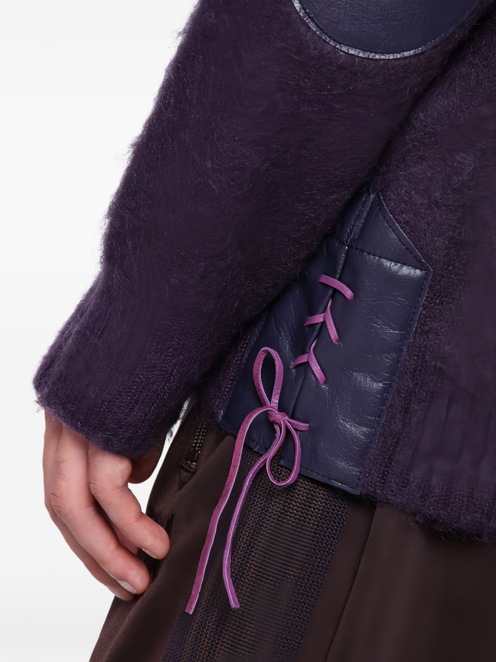lace-up detail cardigan - 4