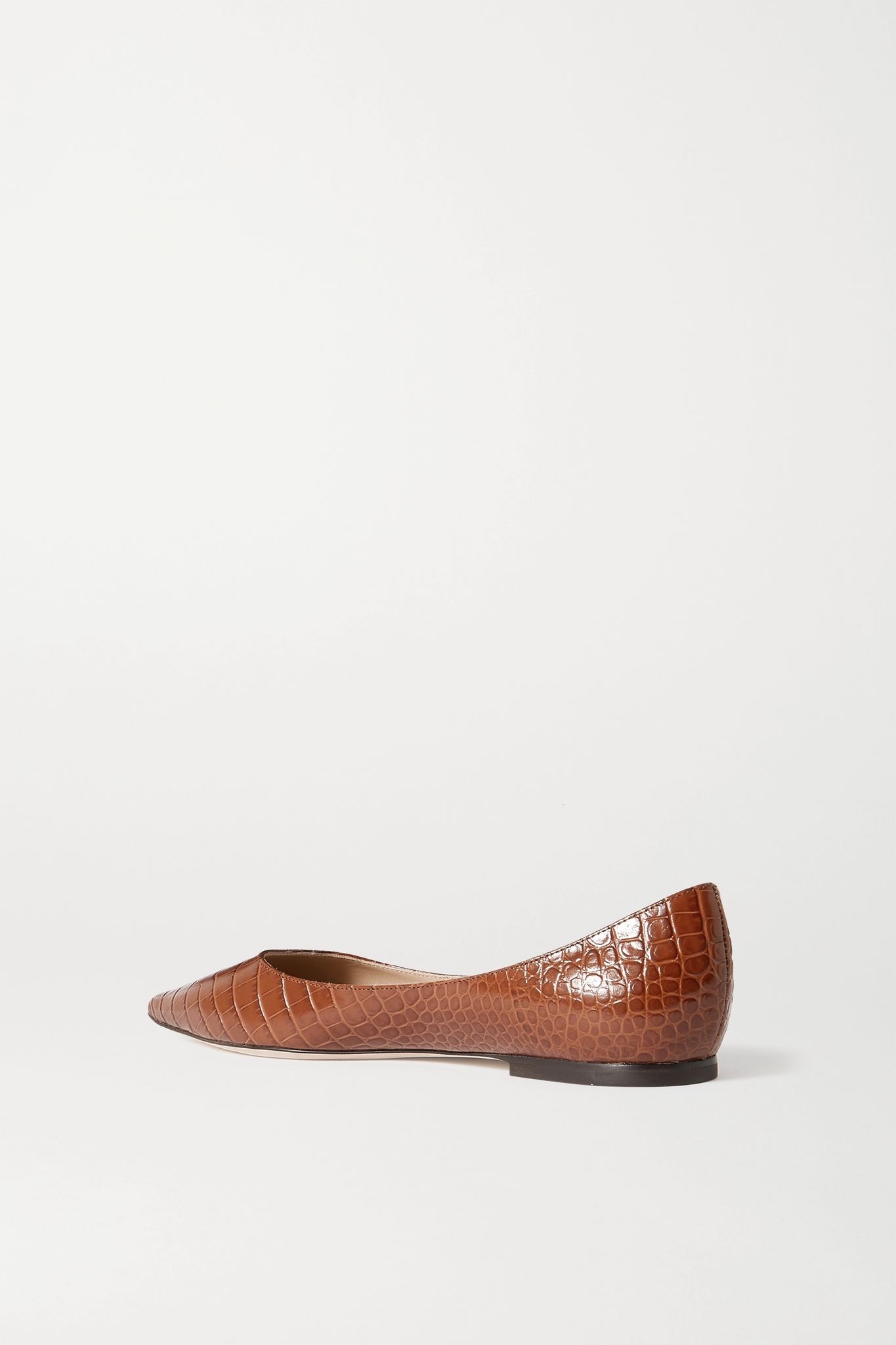 Love croc-effect leather point-toe flats - 3