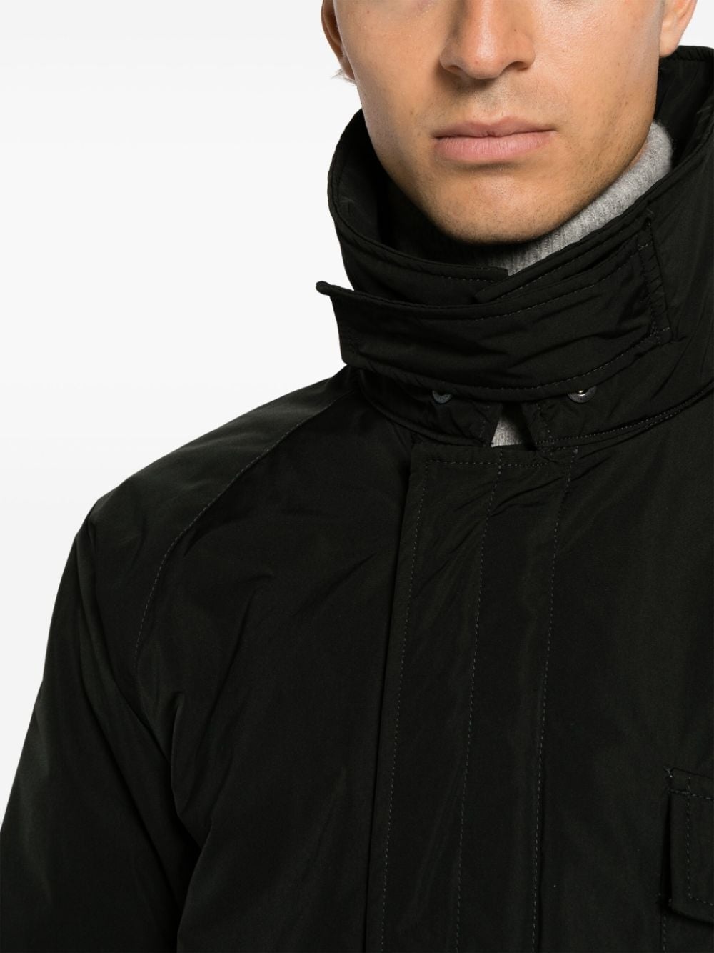 hooded long-sleeved coat - 6