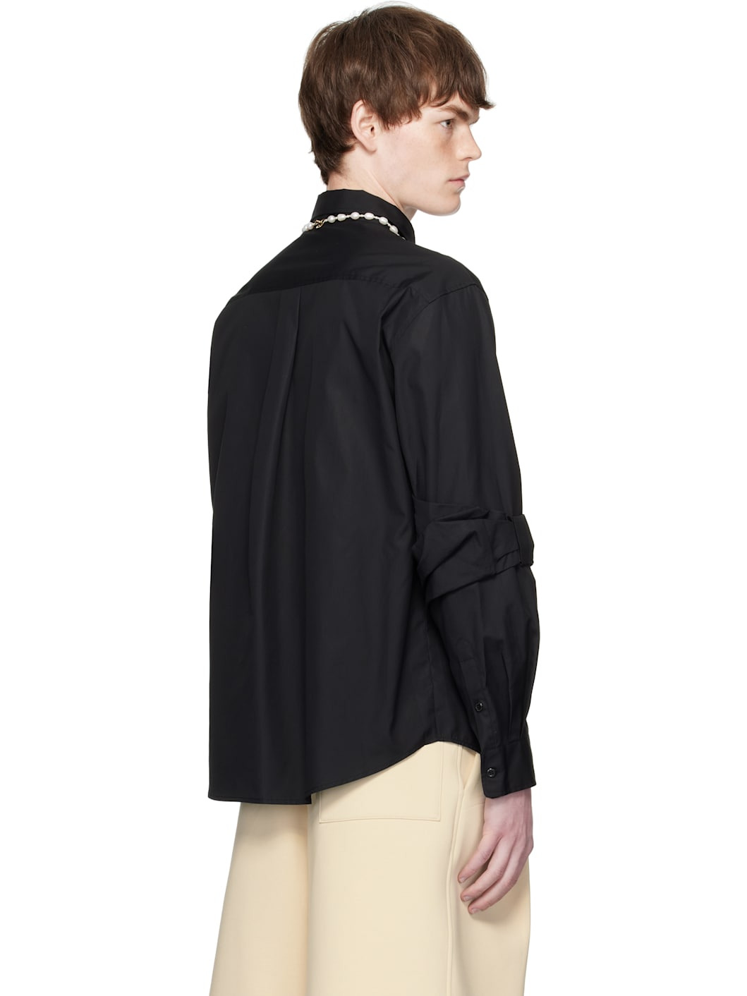 Black Bow Sleeve Classic Shirt - 3